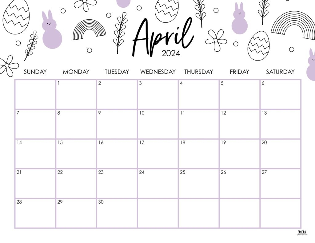 April 2024 Calendars - 50 Free Printables | Printabulls within Free Printable April 2024 Calendar With Lines