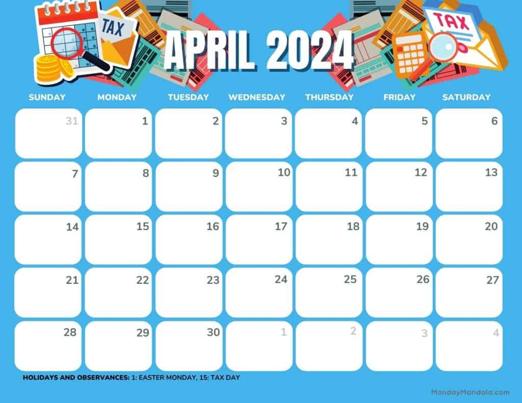 April 2024 Calendars (52 Free Pdf Printables) pertaining to Free Printable Calendar April 2024 Landscape