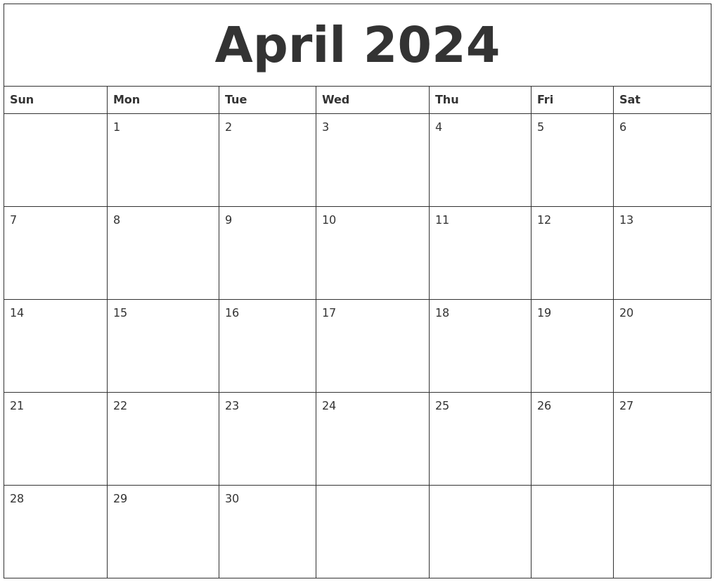 April 2024 Free Calendar Printables | Free Printable Calendar April 2024 To April 2024