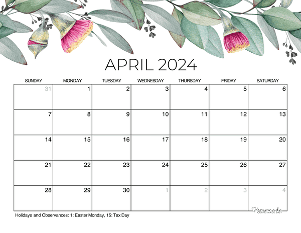 April Calendar 2024 Printable Free Download Clara Demetra - Free Printable April 2024 Calendar Page