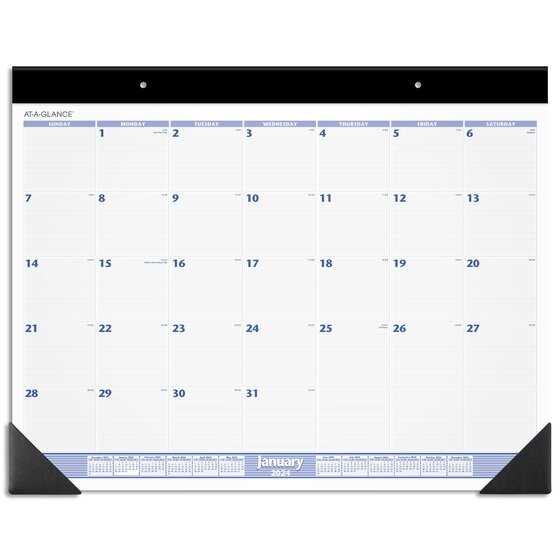 AT A GLANCE 2024 Monthly Desk Pad Calendar Blue And Gray Large 24 X - Free Printable 2024 Calendar Staples