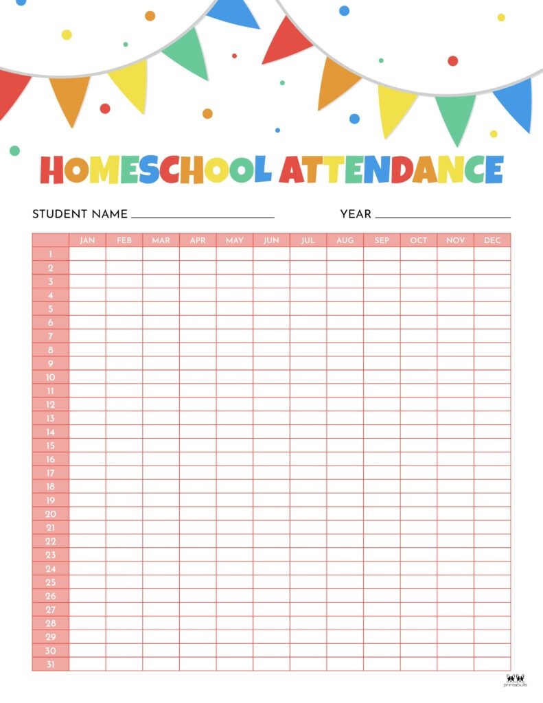 Attendance Sheets - 52 Free Printables | Printabulls inside Free Printable Attendance Calendar 2024 Homeschool