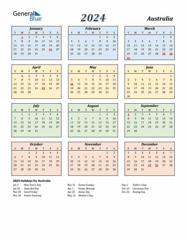 Au Calendar 2024 Dana Milena - Free Printable 2024 Australian Calendar