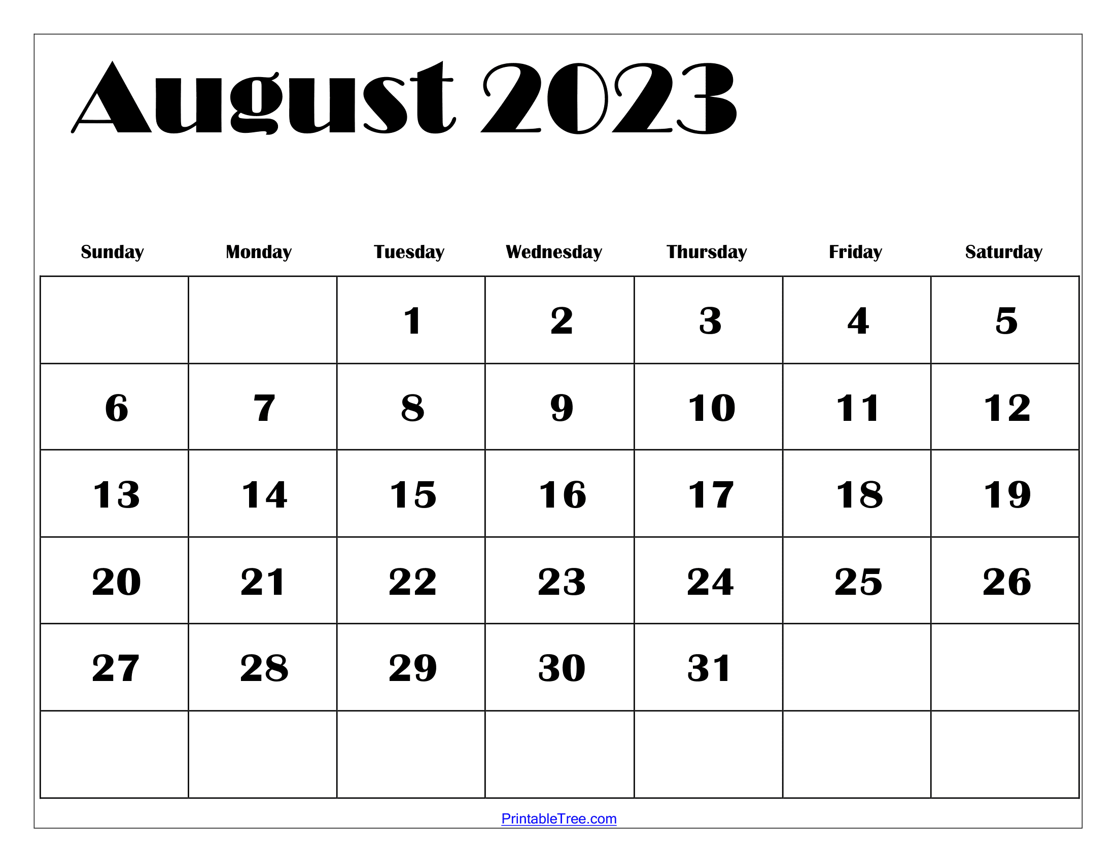August 2023 Calendar Printable Pdf Blank Templates Free in Free Printable Calendar August September 2024