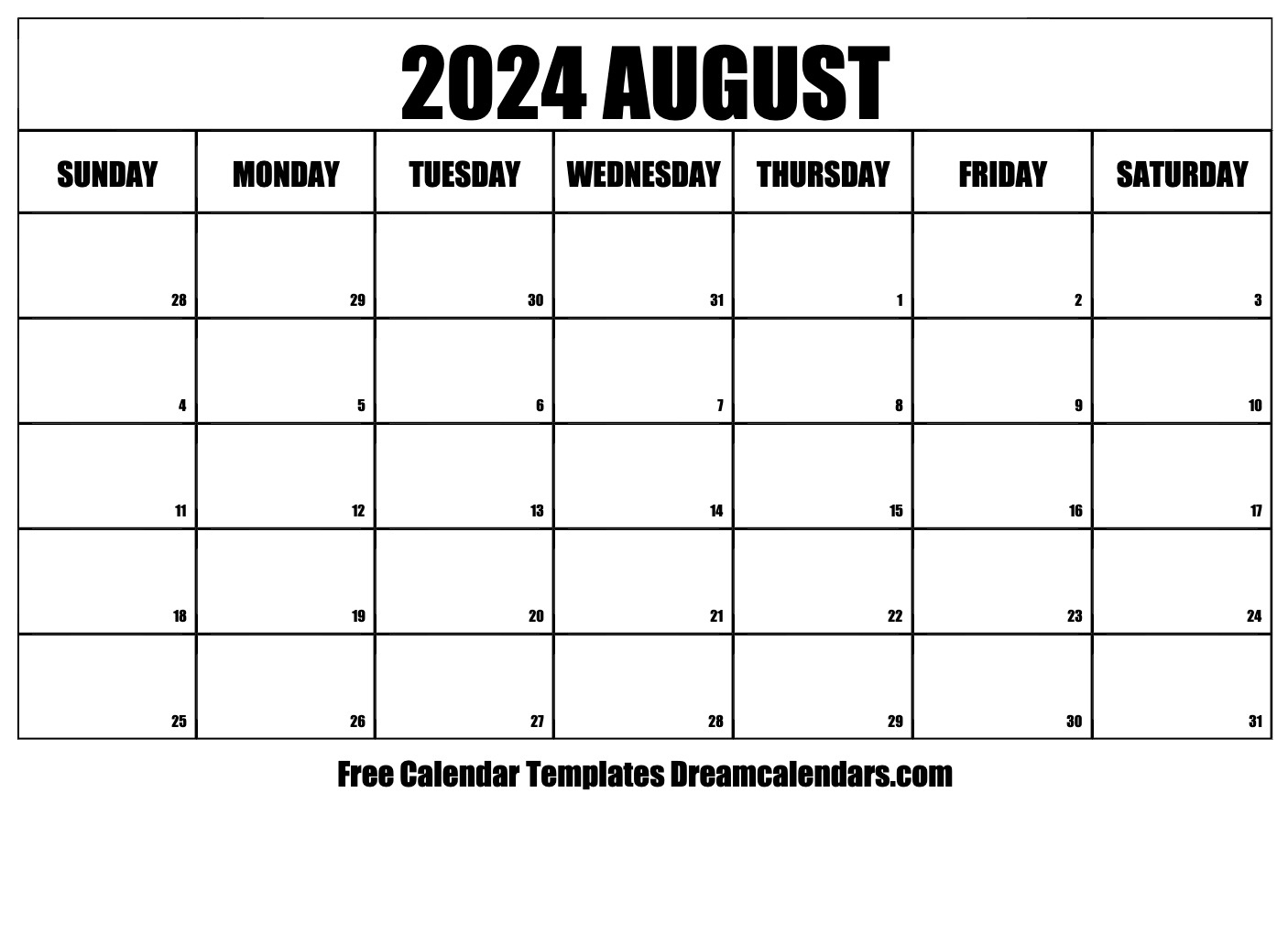 August 2024 Calendar | Free Blank Printable With Holidays with regard to Free Printable Calendar August 2024 To July 202