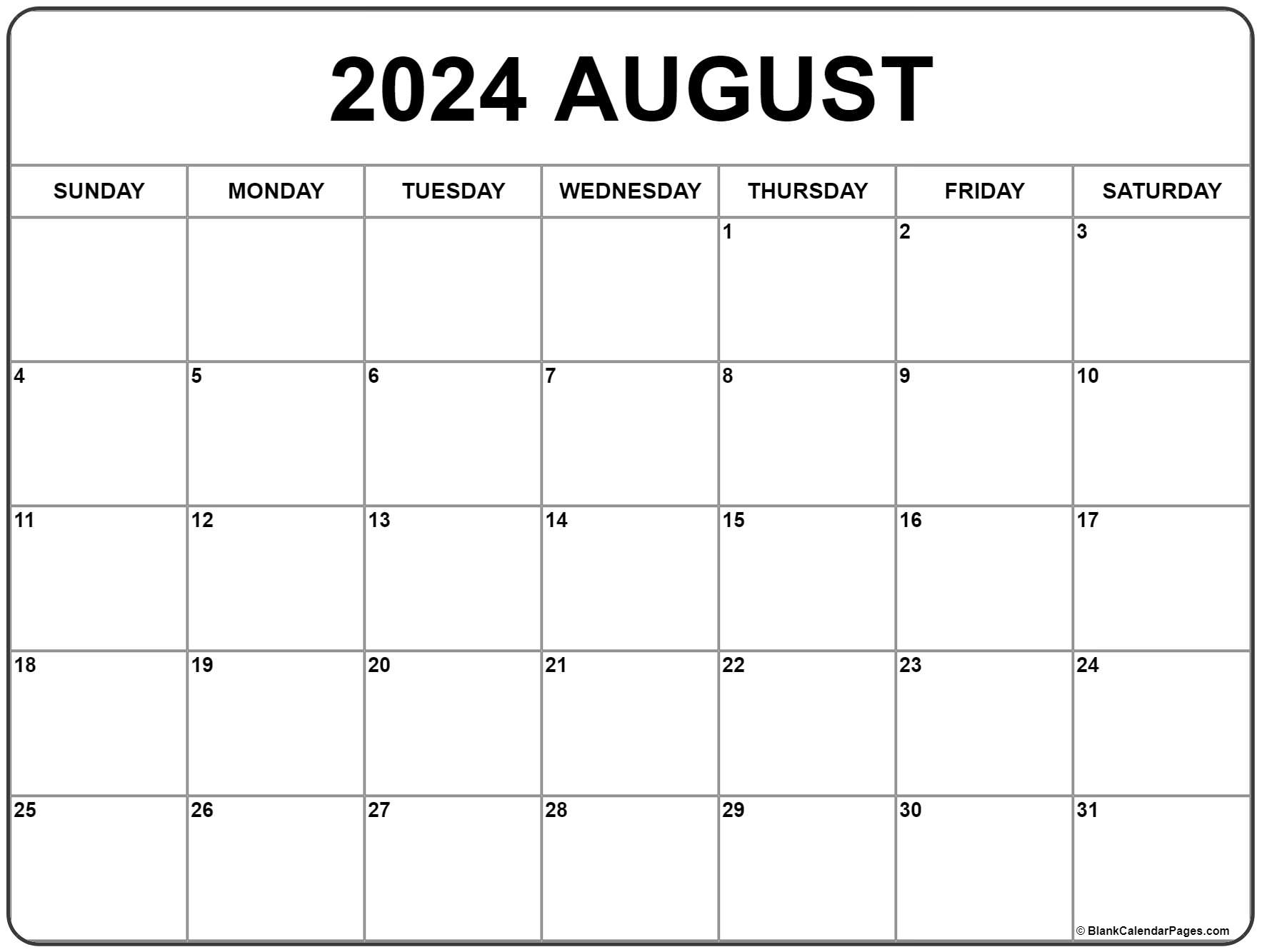 August 2024 Calendar Free Printable Calendar - Free Printable 2024 July And August Calendar