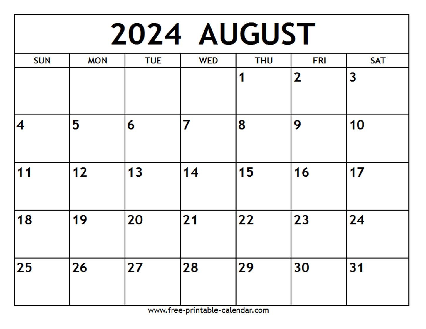 August 2024 Calendar - Free-Printable-Calendar in Free Printable August 2024 Calendar Word