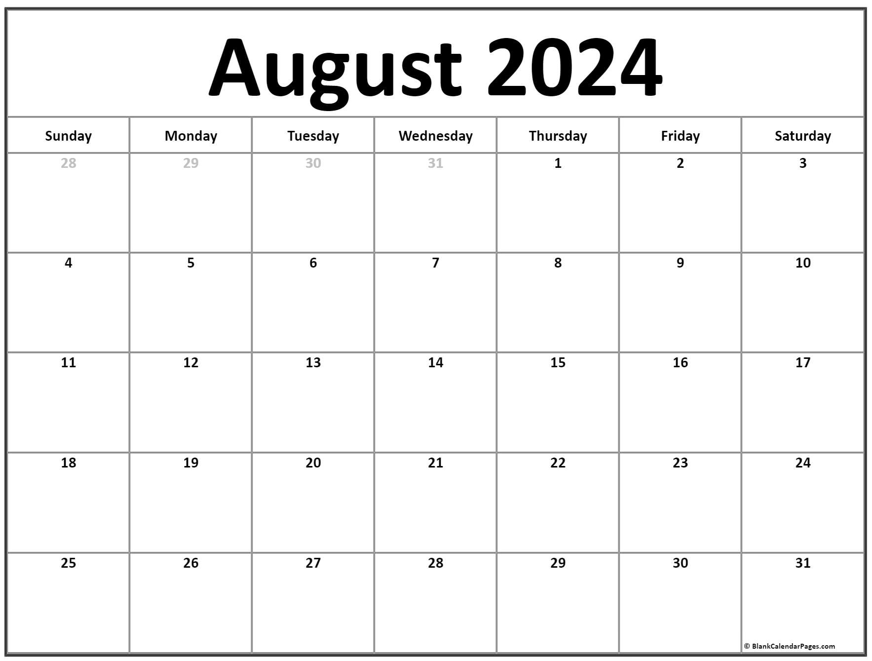August 2024 Calendar | Free Printable Calendar intended for Free Printable August 2024 Calendar