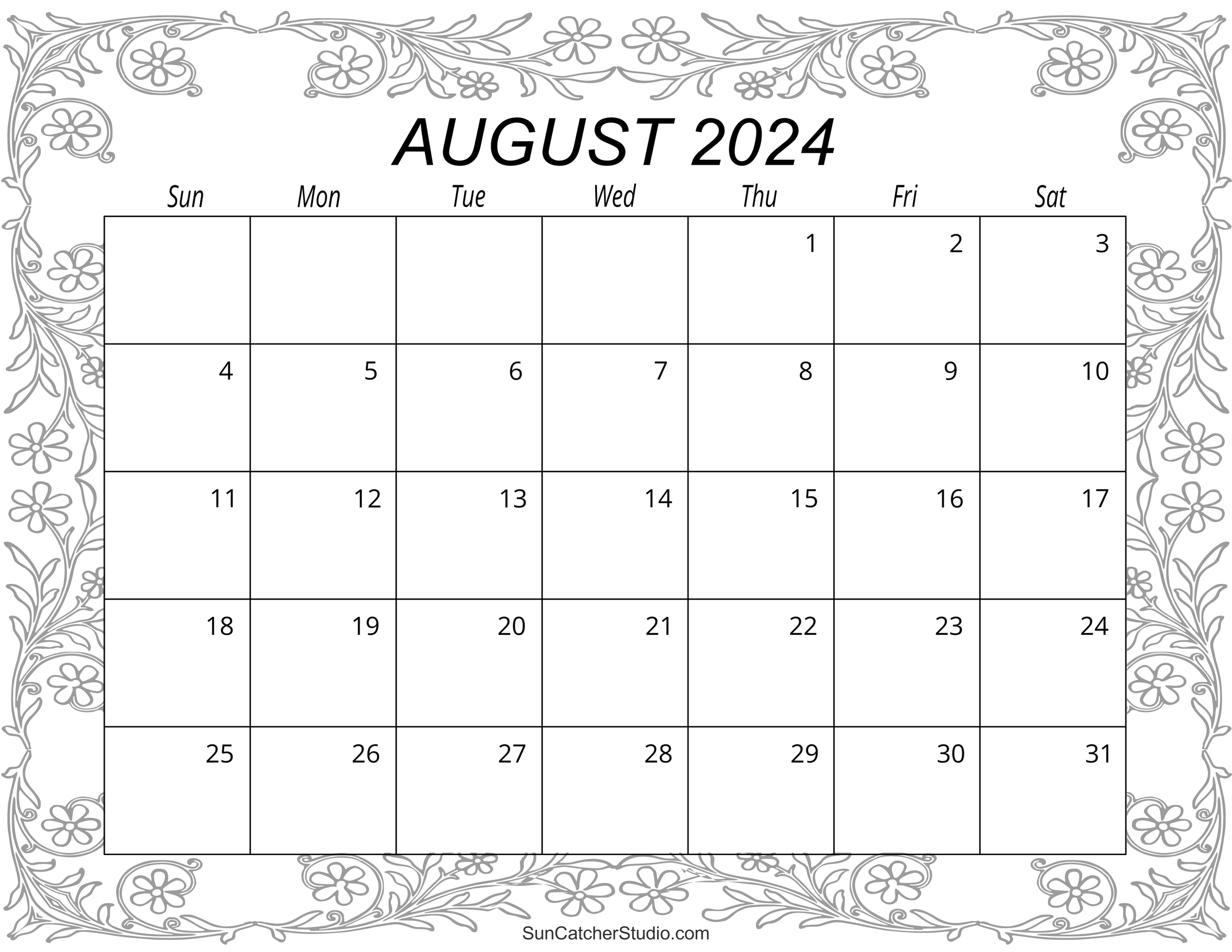 August 2024 Calendar (Free Printable) – Diy Projects, Patterns in Free Printable Black And White Calendar Aug 2024