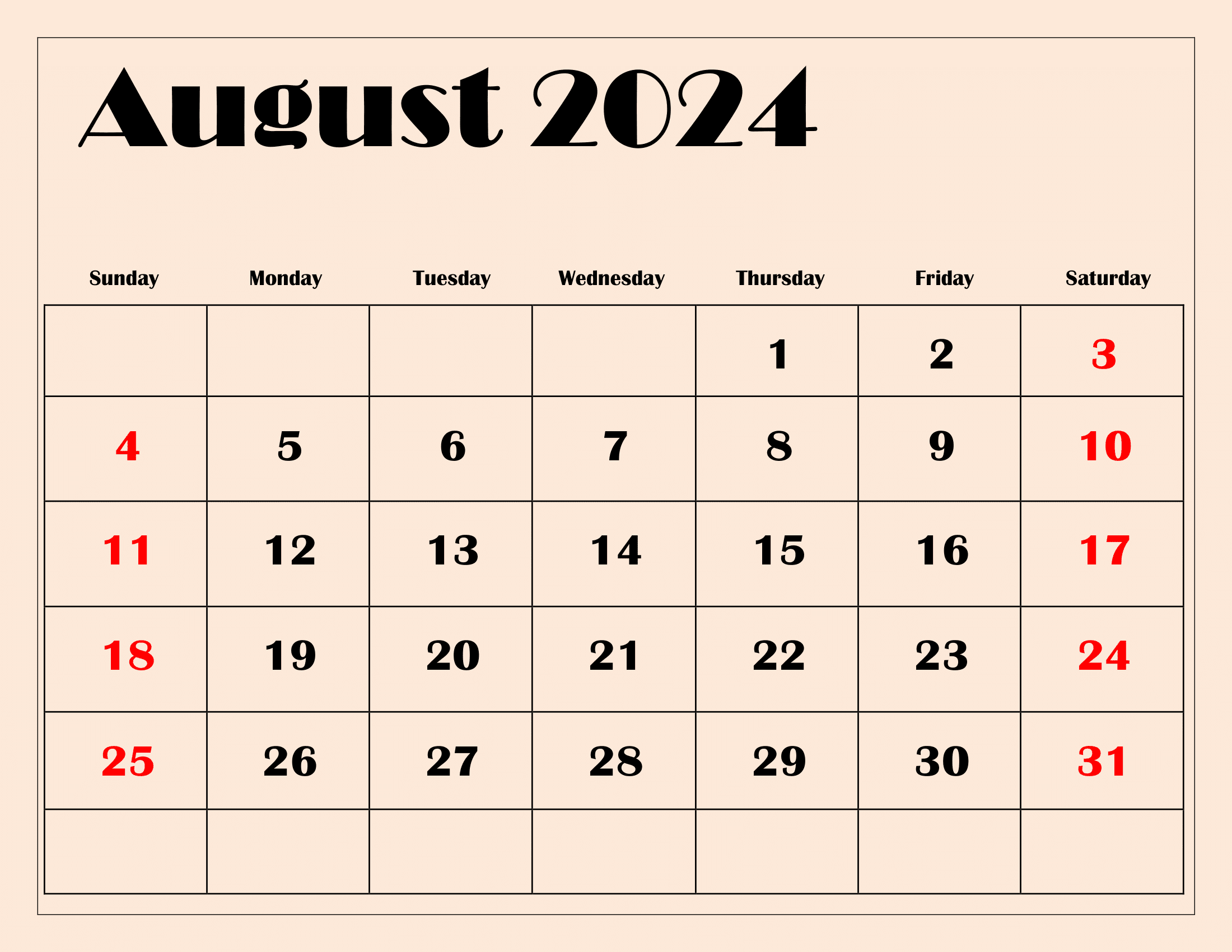 August 2024 Calendar Printable Pdf Templates Free Download intended for Free Printable Black And White Calendar Aug 2024