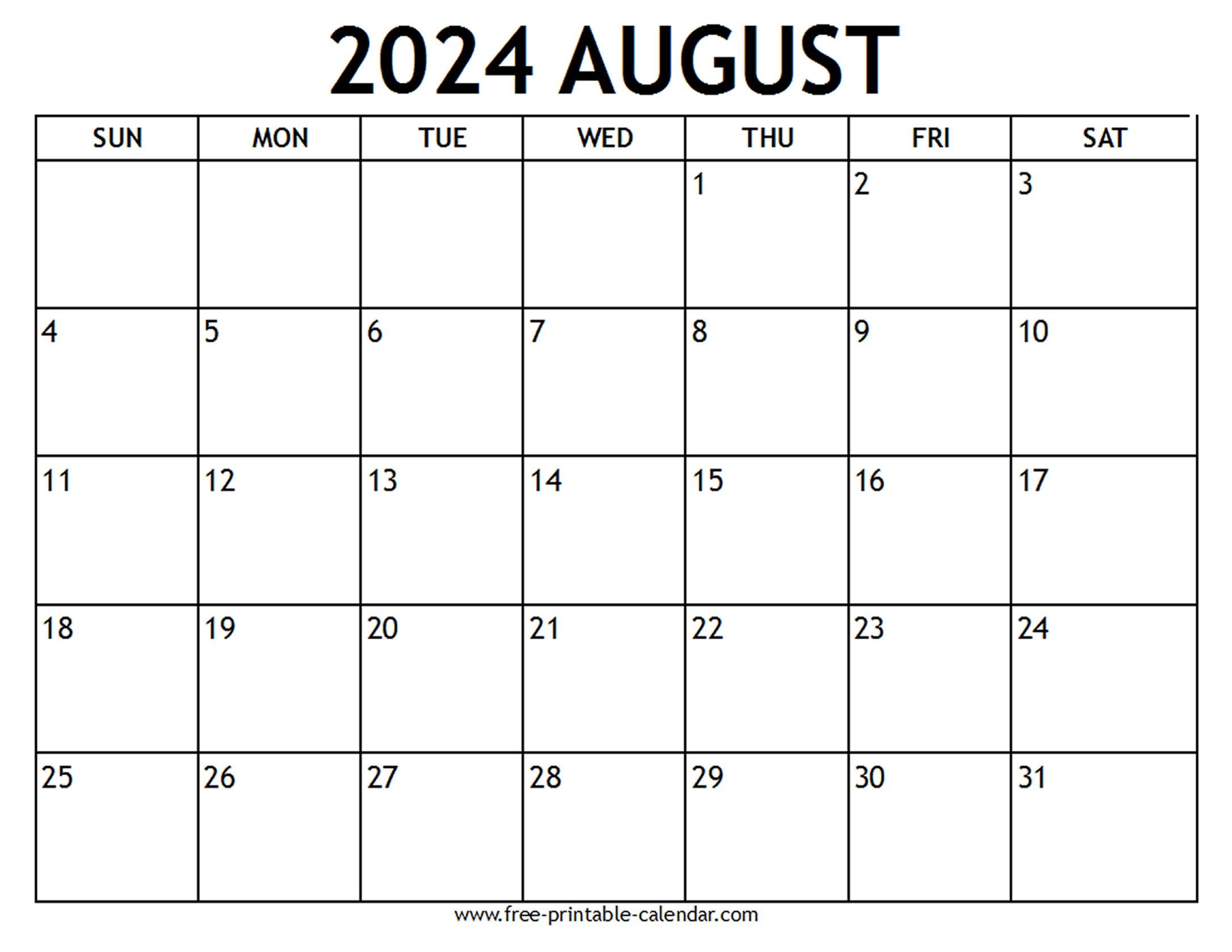 August 2024 Calendar Us Holidays - Free-Printable-Calendar with regard to Free Printable August 2024 Calender