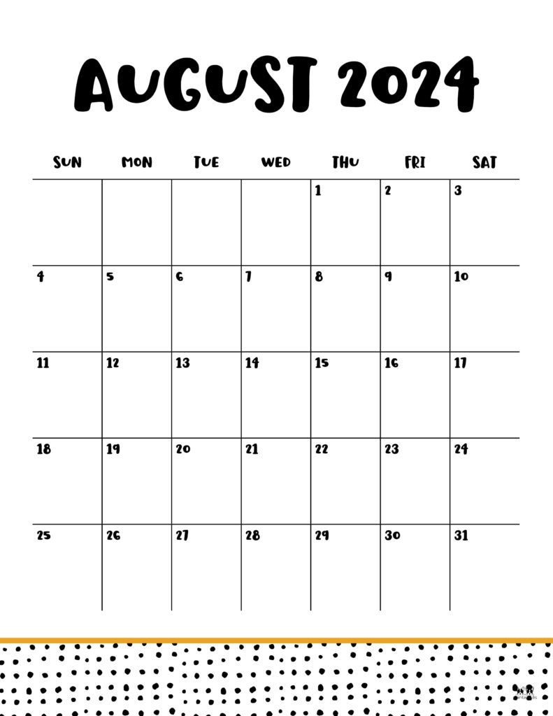 August 2024 Calendars - 50 Free Printables | Printabulls with regard to Free Printable August 2024 Calendar Portrait