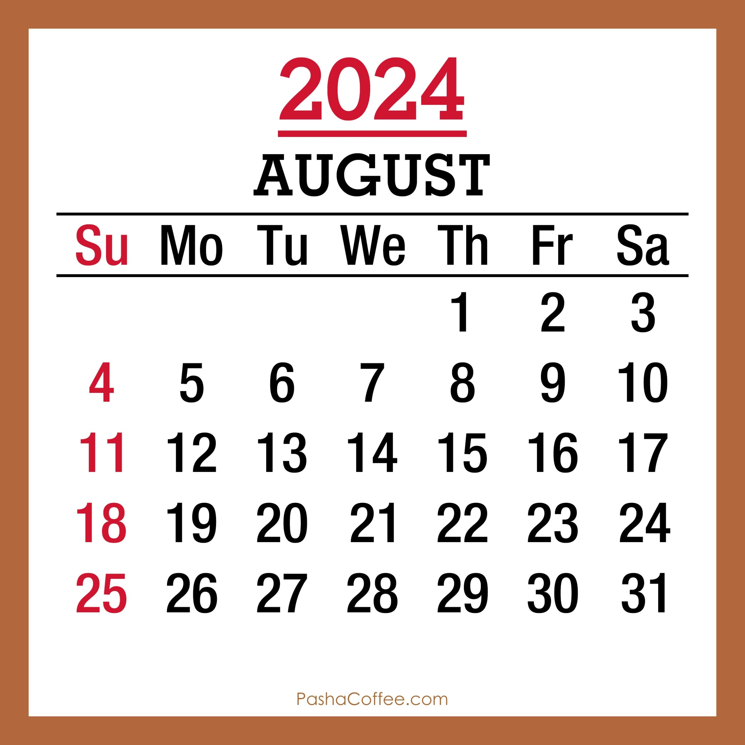 August 2024 Monthly Calendar With Holidays, Printable Free, Beige inside Free Printable August 2024 Monthly Calendar With Holidays