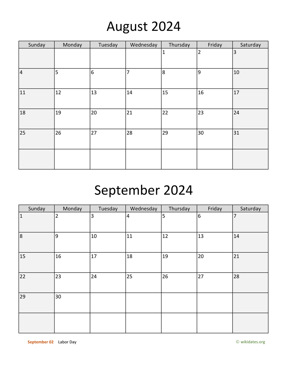 August And September 2024 Calendar WikiDates - Free Printable Calendar August September October 2024