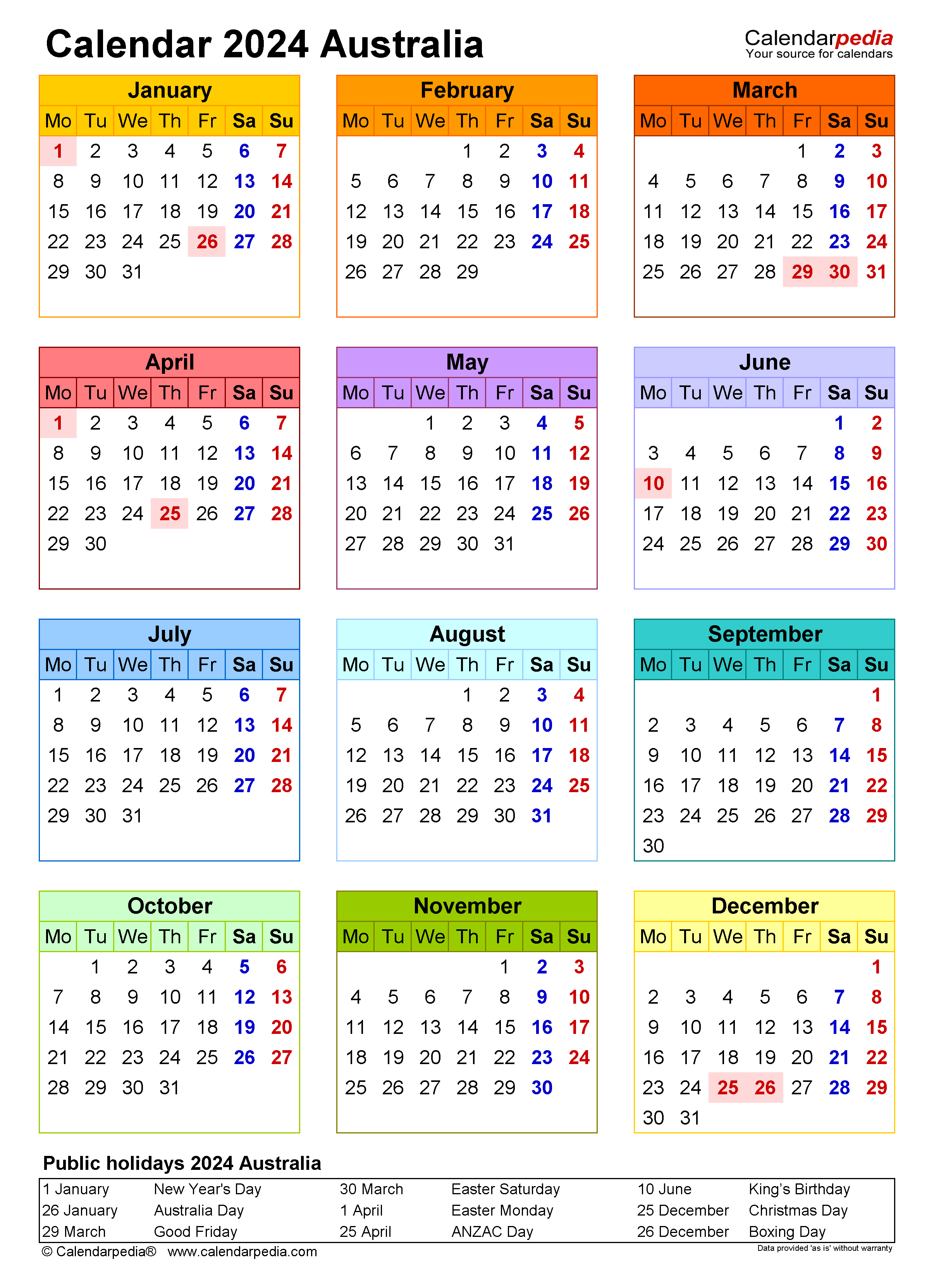 Australia Calendar 2022 Free Printable Pdf Templates Australia - Free Printable 2024 Monthly Calendar Australia