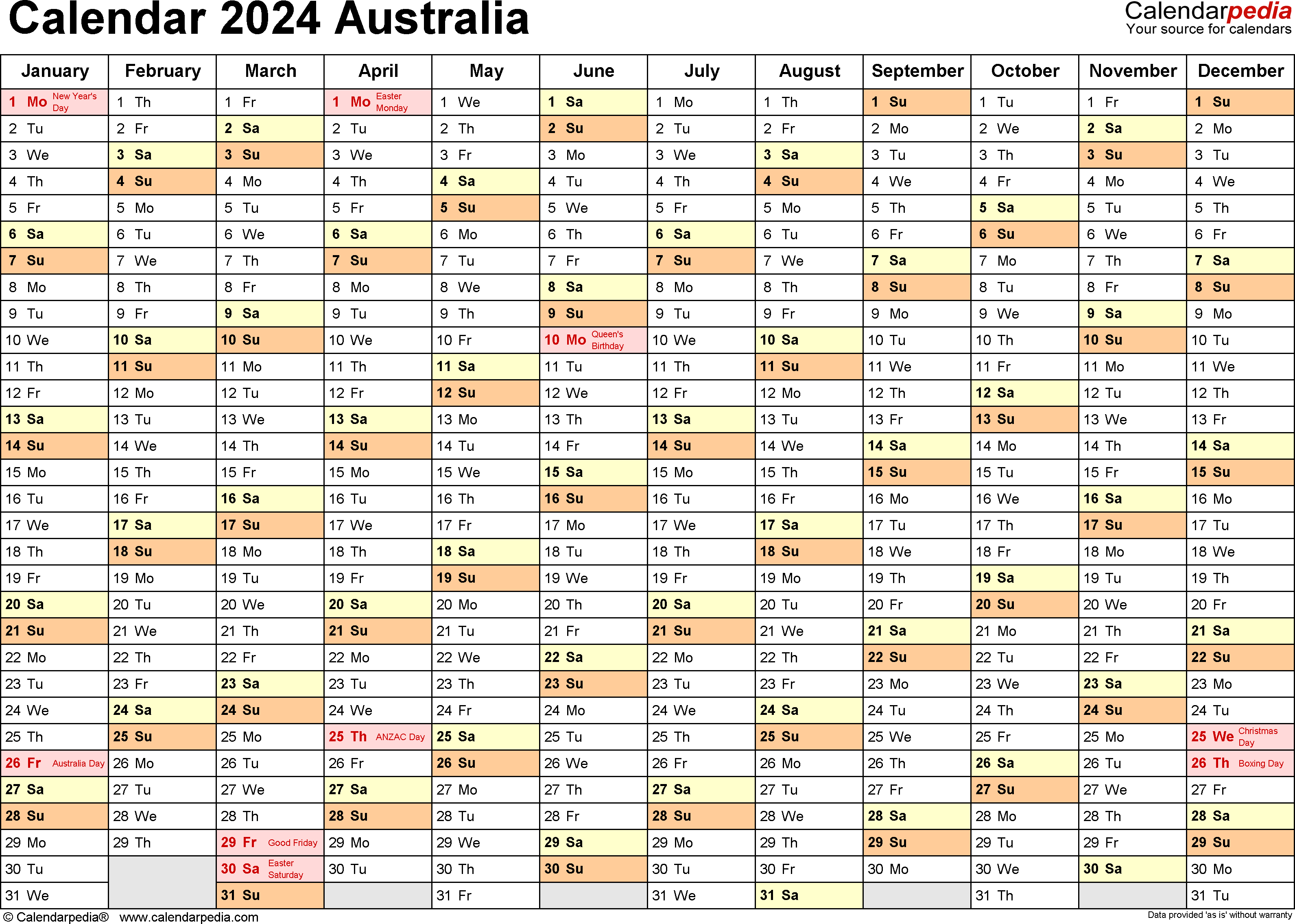 Australia Calendar 2024 - Free Printable Pdf Templates for Free Printable Australian 2024 Monthly Calendar