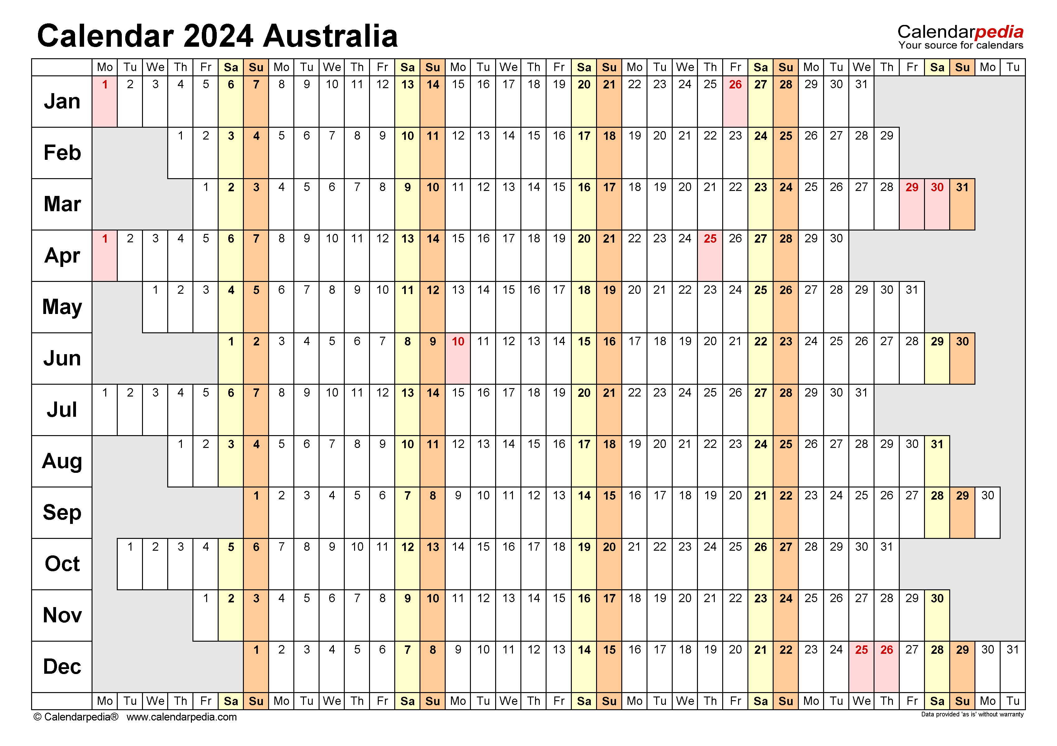 Australia Calendar 2024 - Free Printable Pdf Templates inside Free Printable Australian 2024 Monthly Calendar