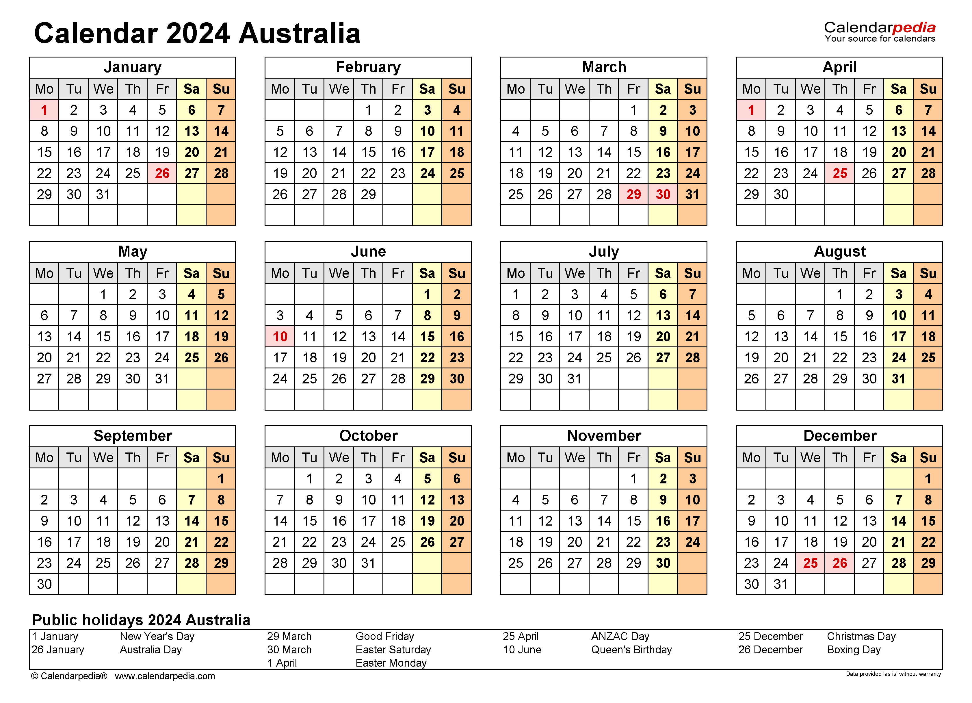 Australia Calendar 2024 - Free Printable Pdf Templates regarding Free Printable Calendar 2024 Australia