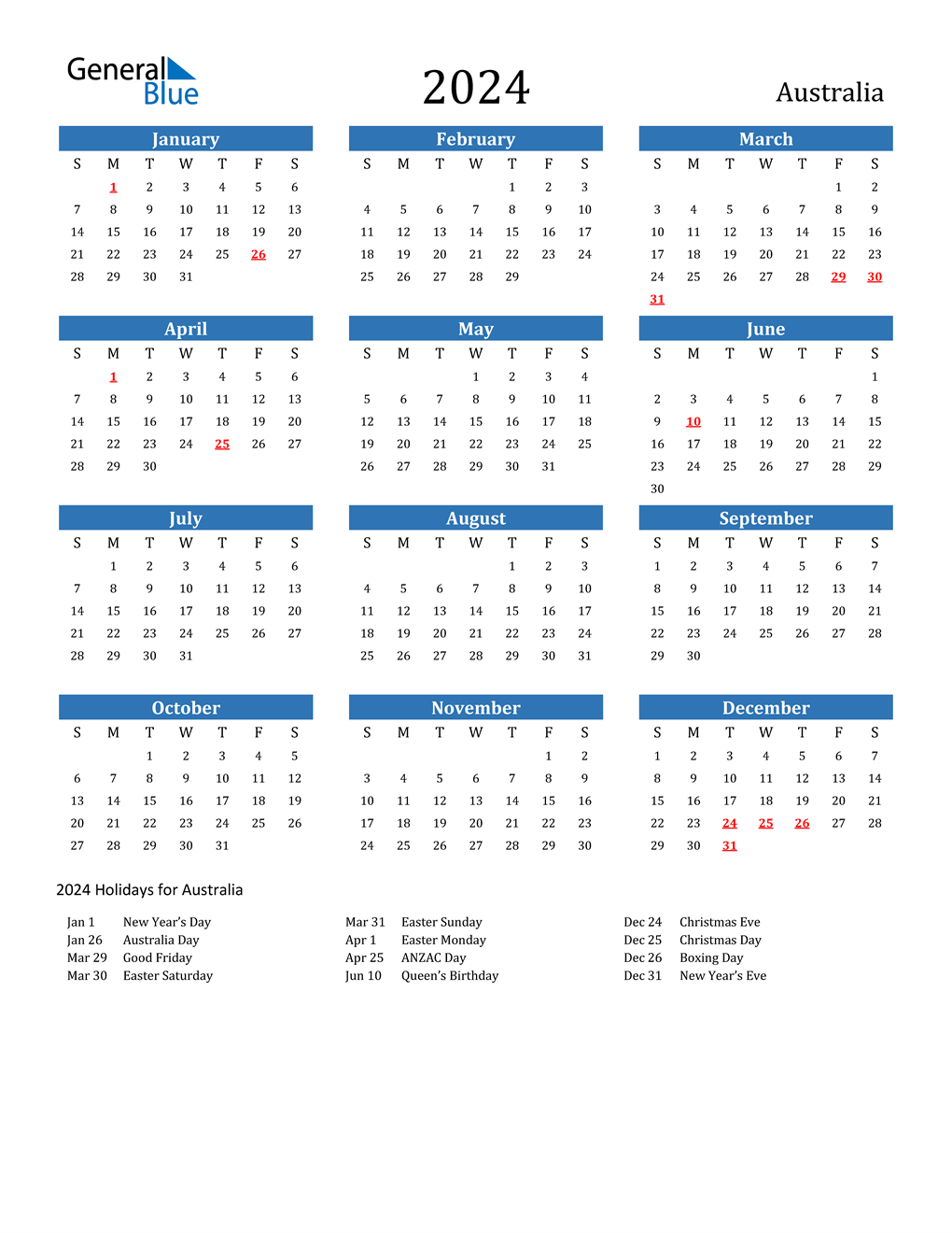 Australia Calendar 2024 Free Printable Pdf Templates ZOHAL