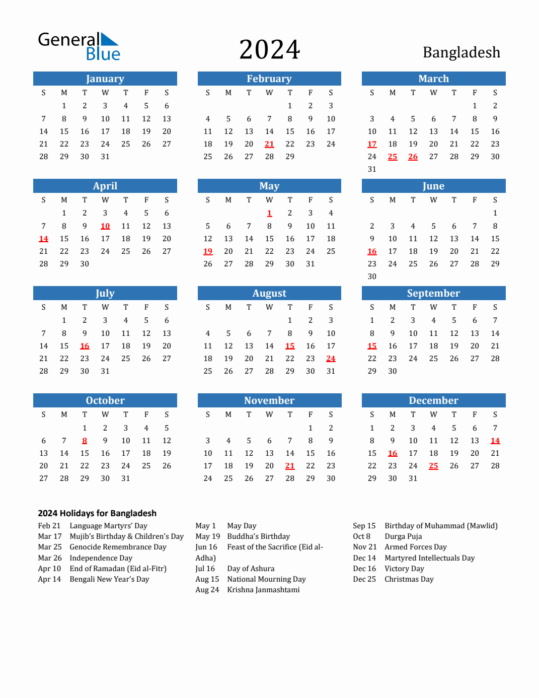 Bangladesh Holiday Calendar 2024 Hilde Laryssa - Free Printable 2024 Calendar With Holidays Bangladesh