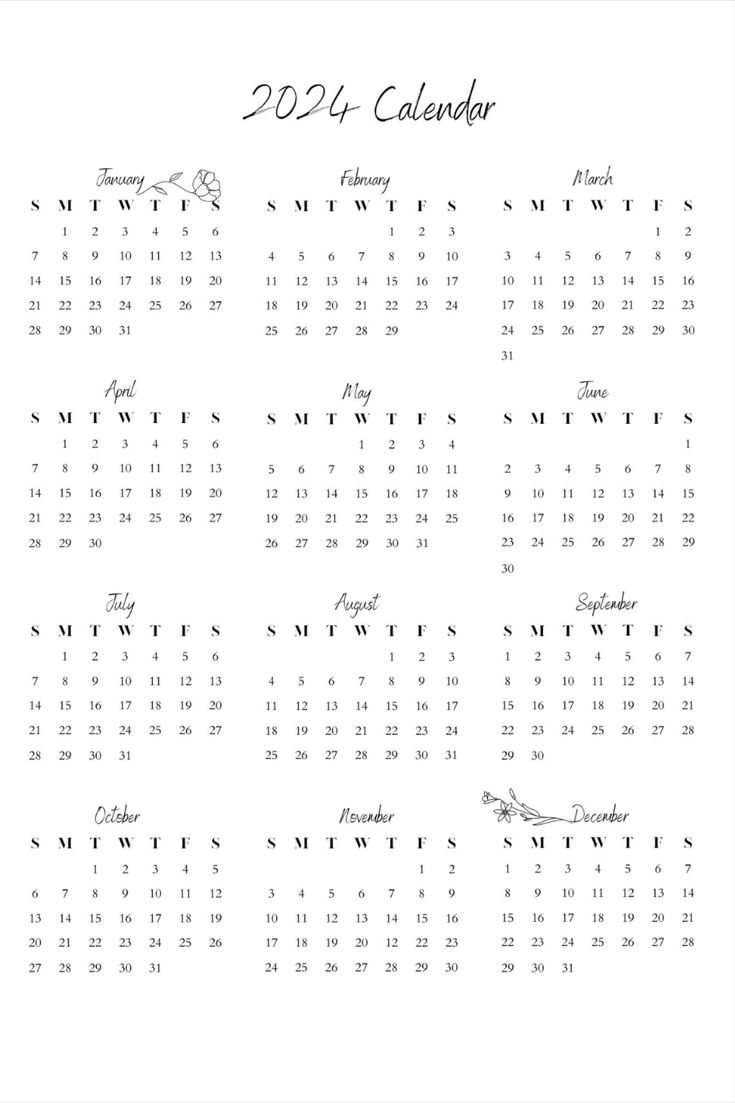 Basic Printable 2024 Calendar. Print Out The Entire Year Of 2024 with regard to Free Printable Calendar 2024 By Month Canada