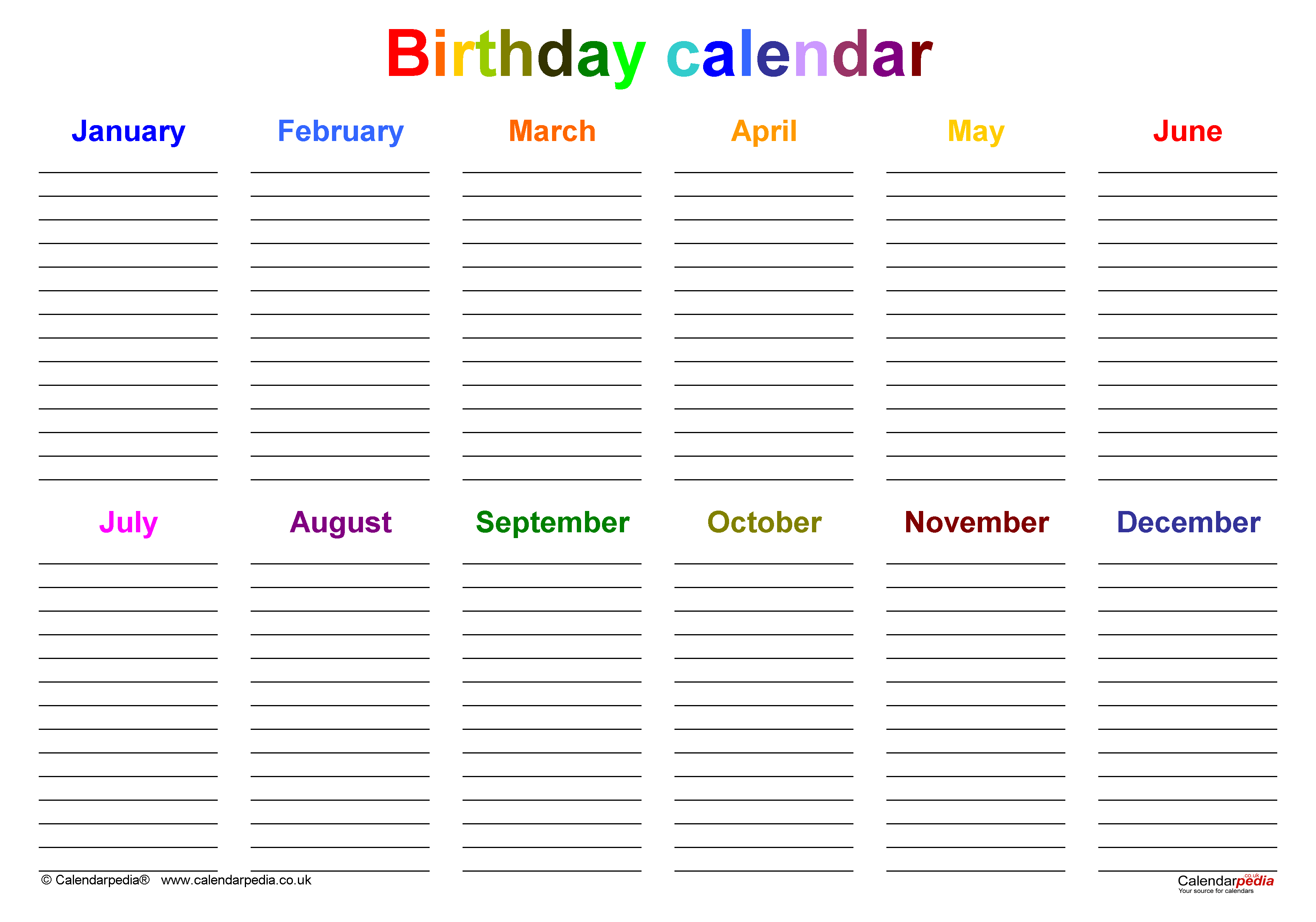 Birthday Calendars In Pdf Format pertaining to Free Printable Birthday Calendar 2024