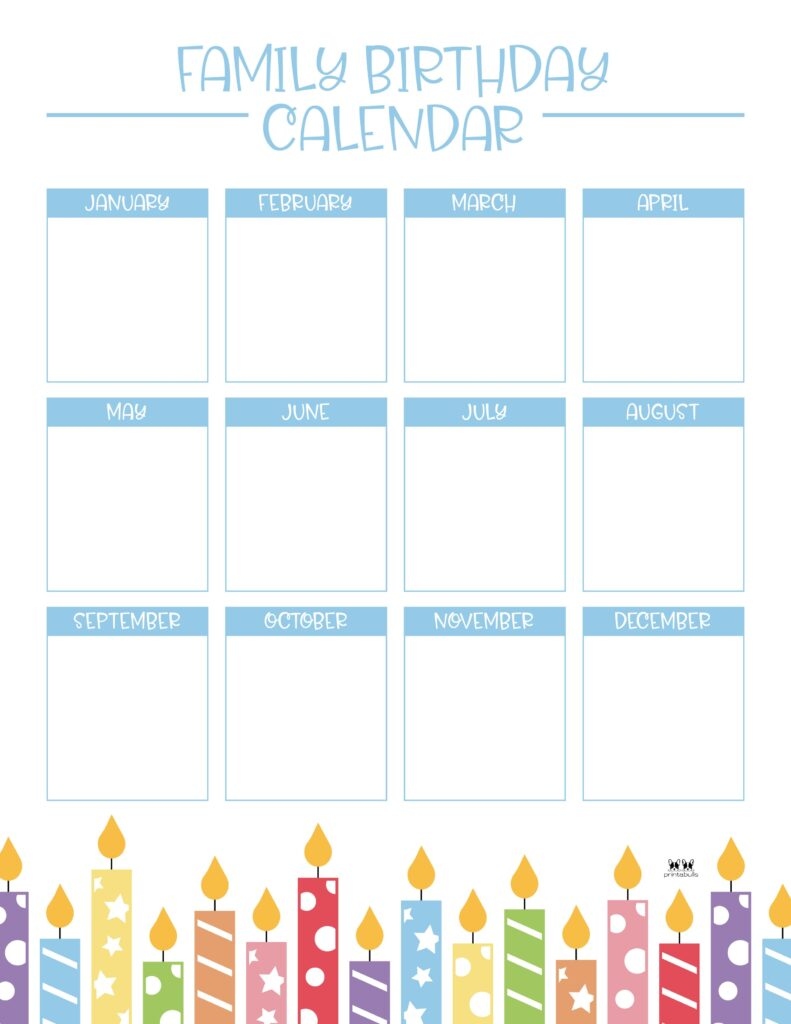 Birthday Calendars &amp;amp; Trackers - 20 Free Printables | Printabulls inside Free Printable Birthday Calendar 2024