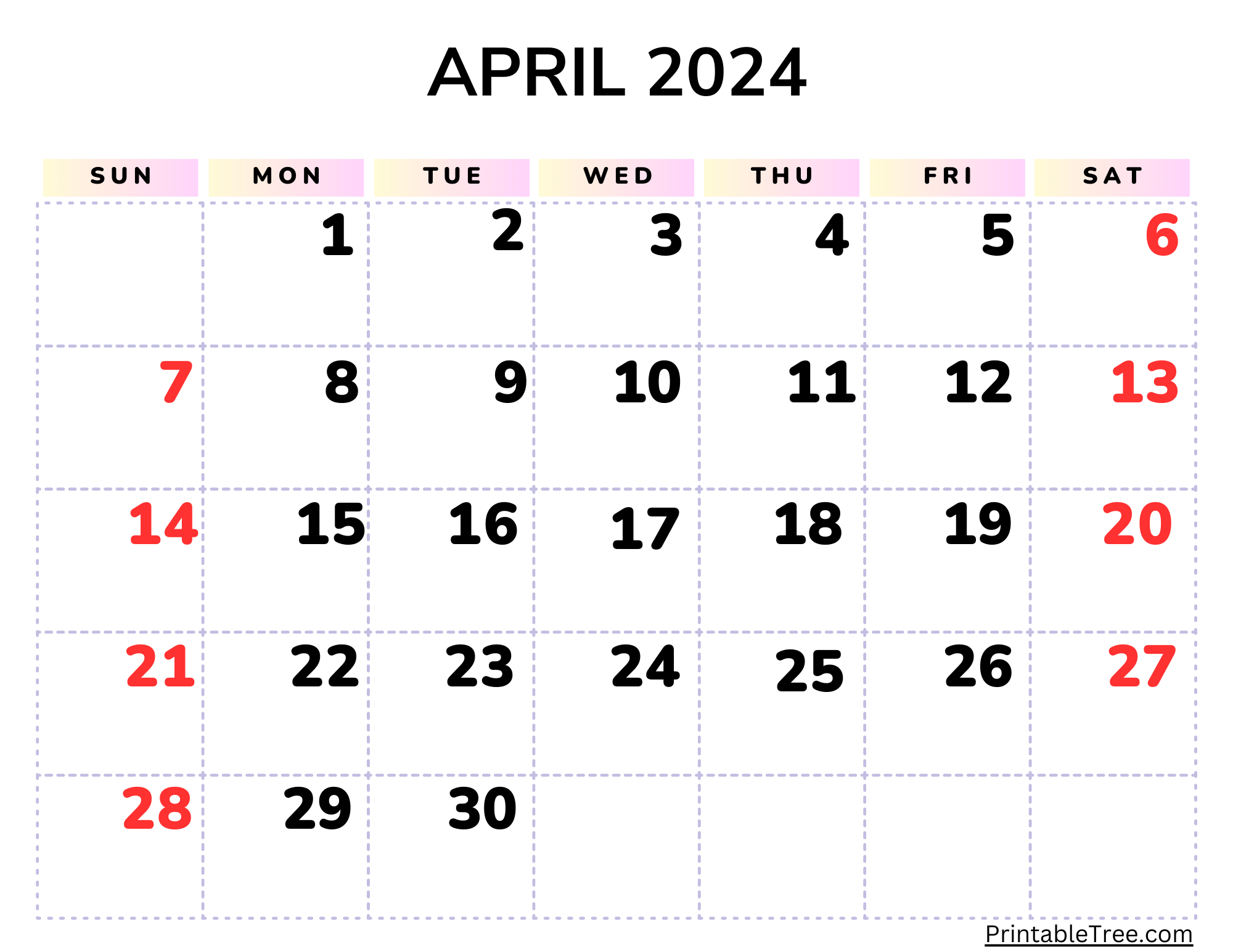 Blank April 2024 Calendar Printable Pdf Template With Holidays pertaining to Free Printable April 2024 Calendar Large