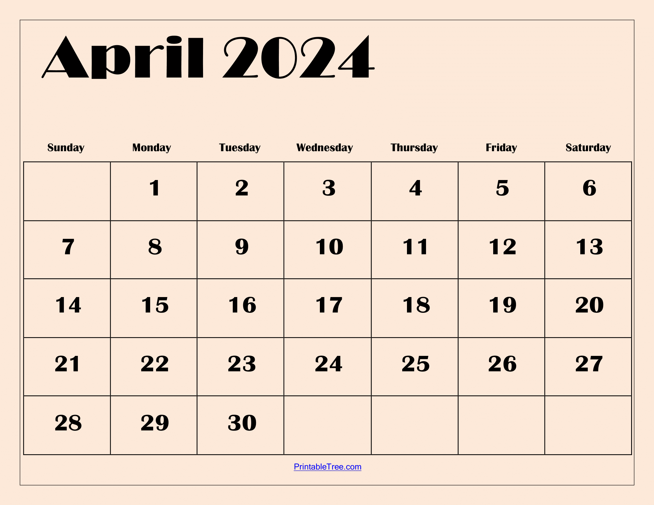Blank April 2024 Calendar Printable Pdf Template With Holidays with regard to Free Printable April 2024 Calendar Amazing Designs