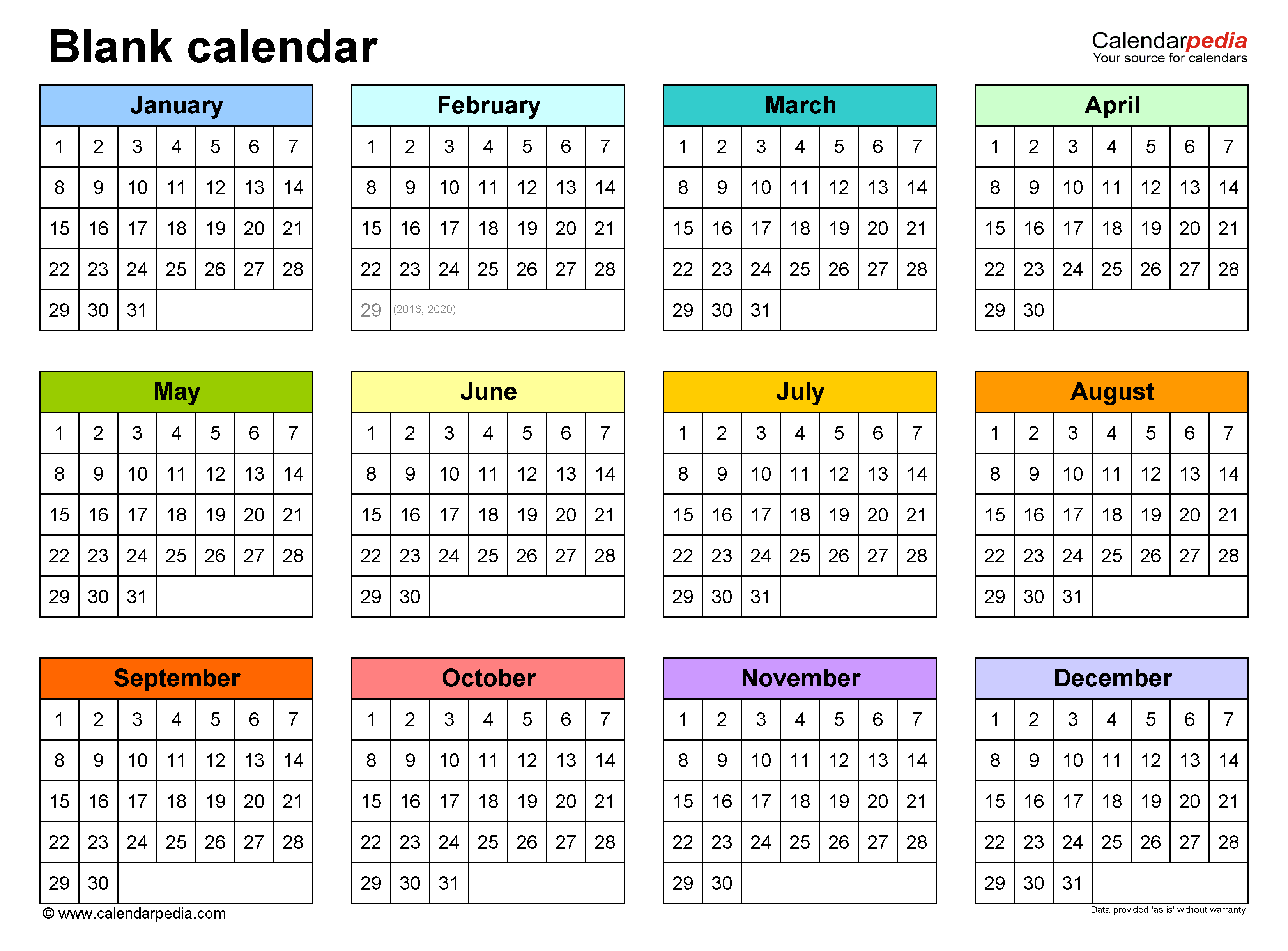Blank Calendar Template Word - Free Printable Blank Annual 2024 Calendar