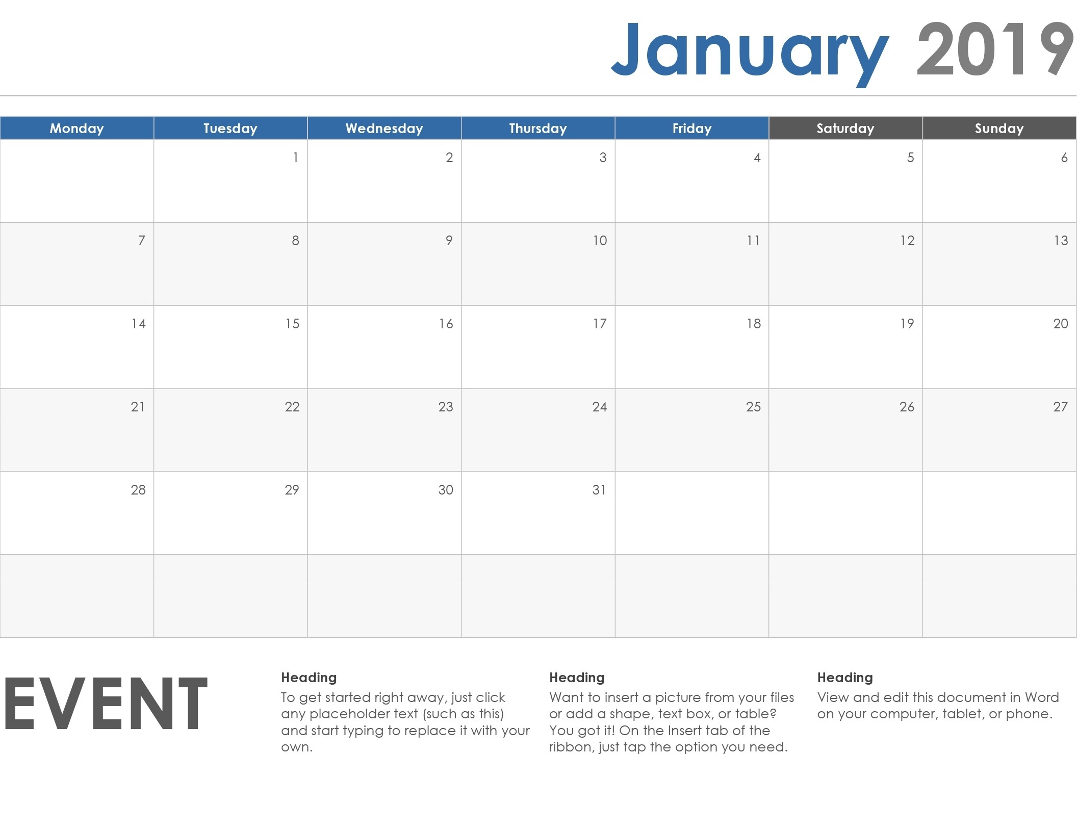 Blank Monthly Calendar Starting On Monday Calendar Template Printable - Free Printable 2024 Monthly Calendar With Monday Start