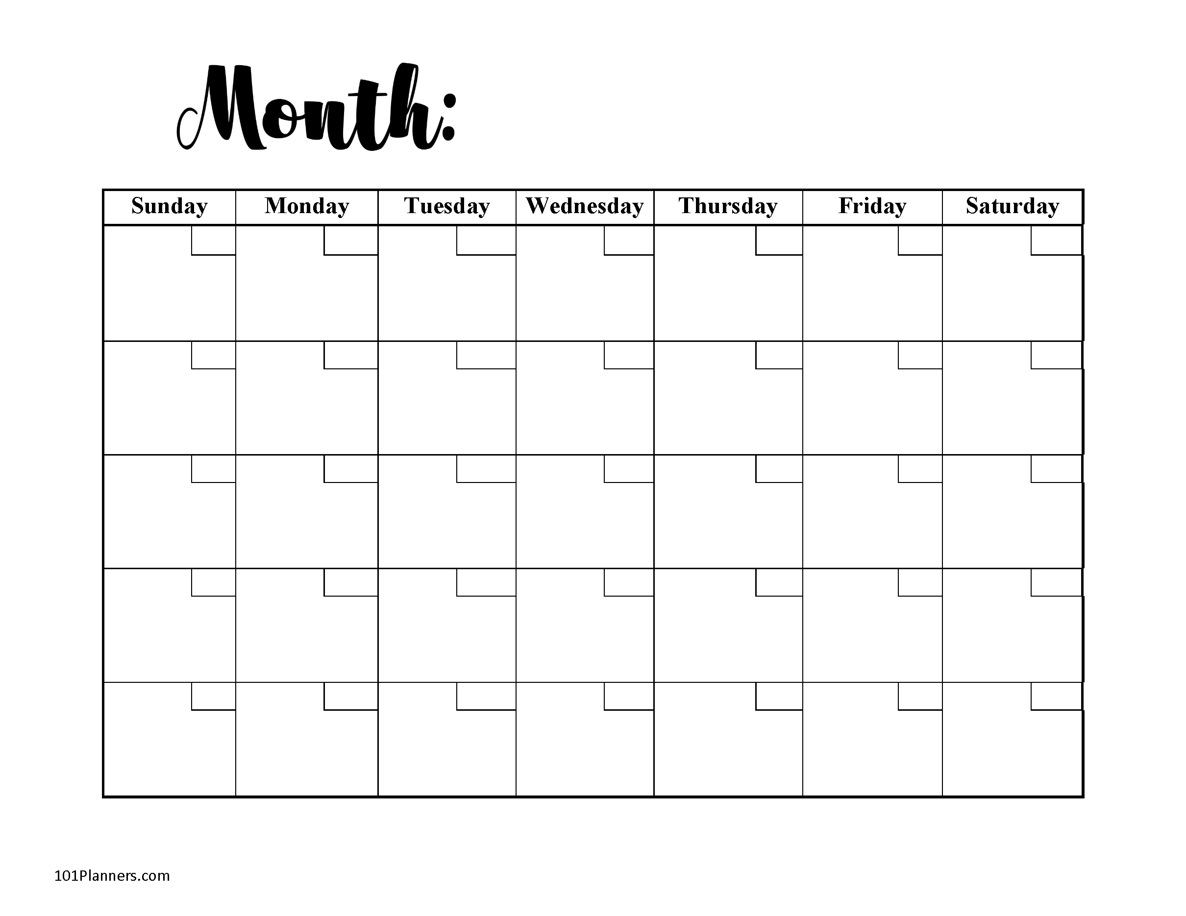 Blank Printable Monthly Calendar - Free Printable 5 Day Monthly Calendar 2024