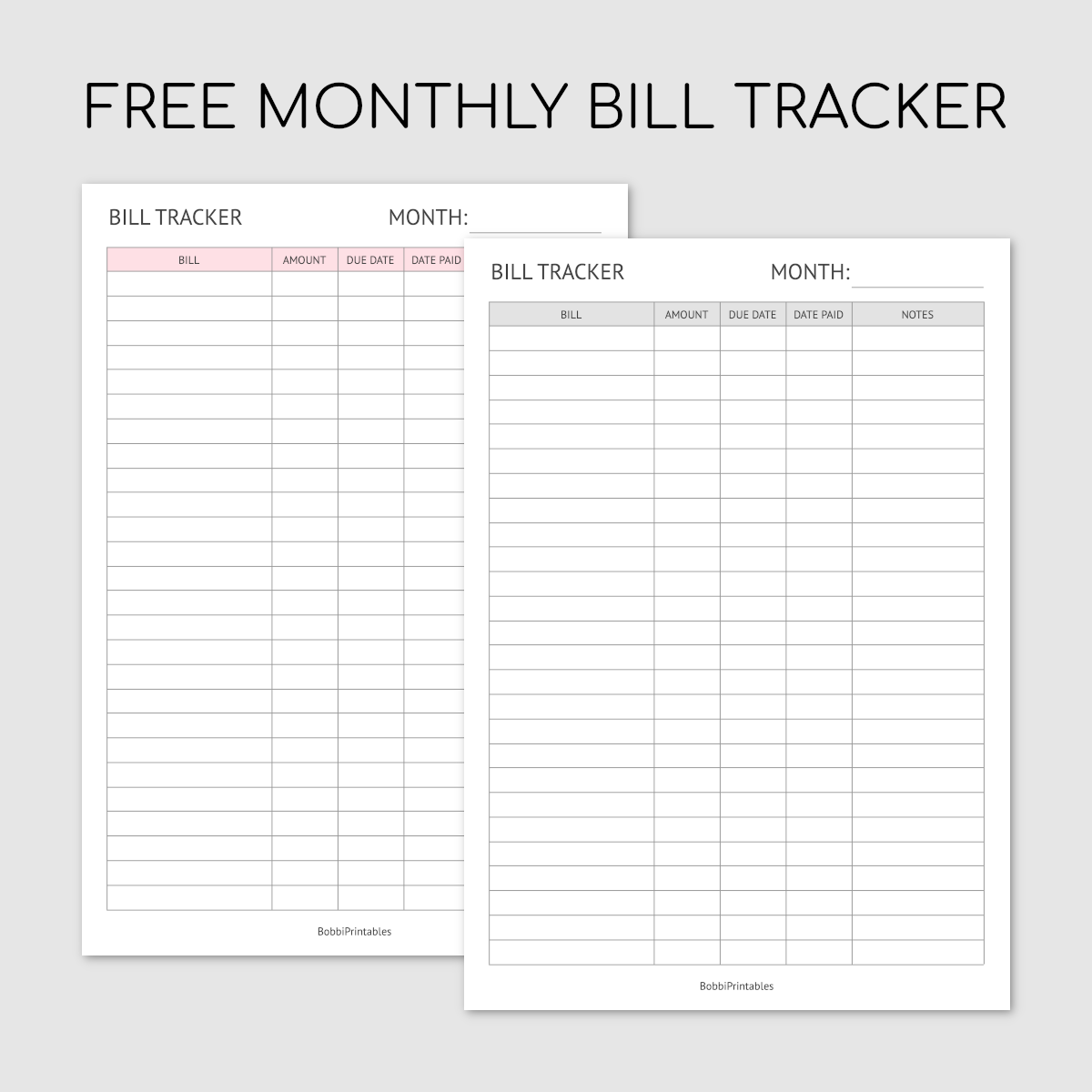 Bobbiprintables — Free Printable Monthly Bill Tracker Template intended for Free Printable Bill Calendar 2024