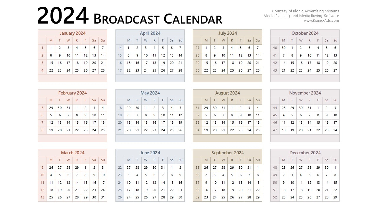 Broadcast Calendar 2024 – Free Downloads – Customizable throughout Free Printable Calendar 2024 No Ads