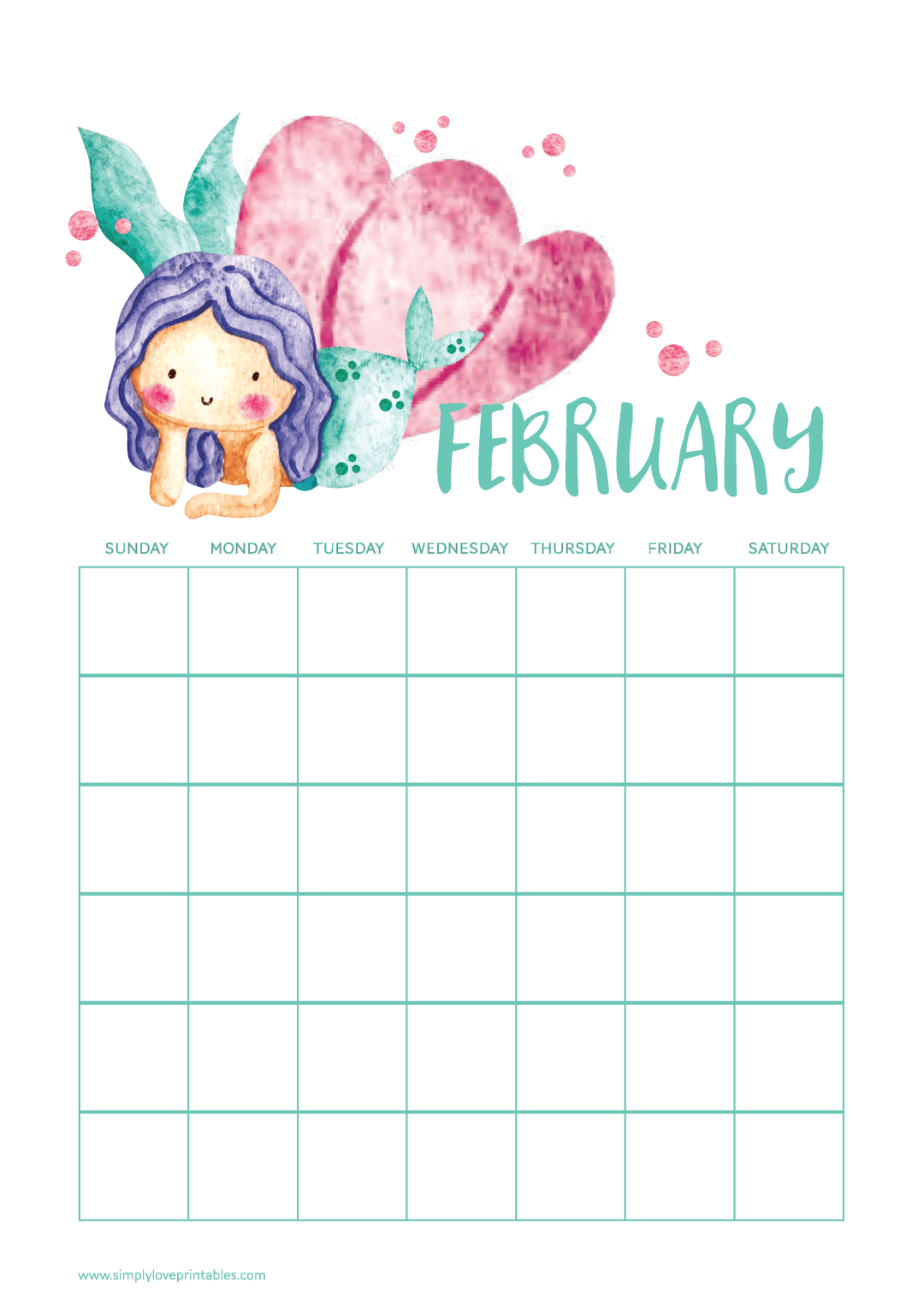 Busy Mommy Mommy Life February Calendar Magical Memories Cute - Free Printable 2024 Kawaii Mermaid Calendar