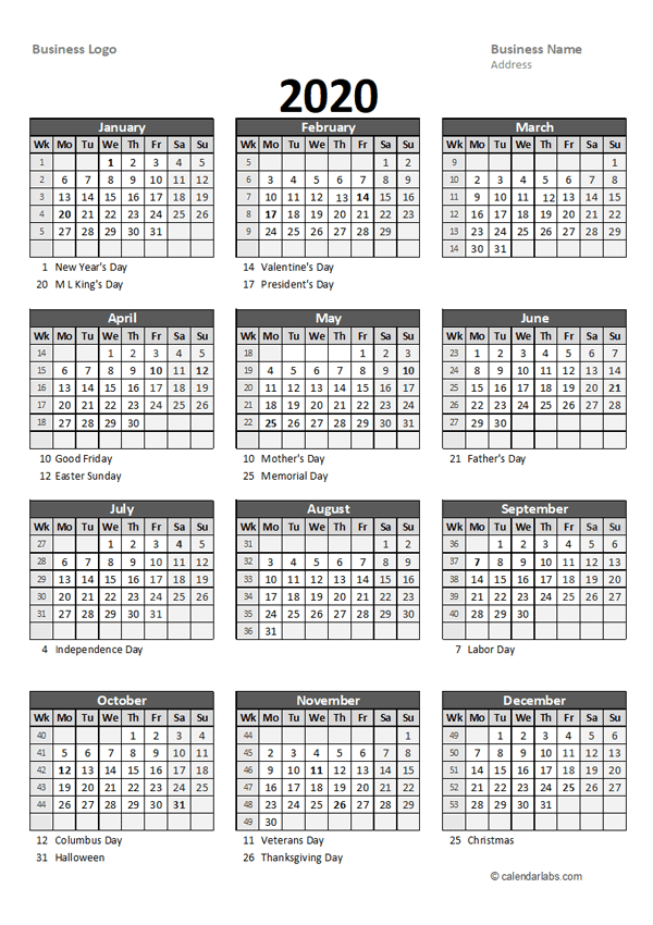 Calendar 2020 With Week Numbers Patriciacanepa - Free Printable Calendar 2024 With Numbered Weeks