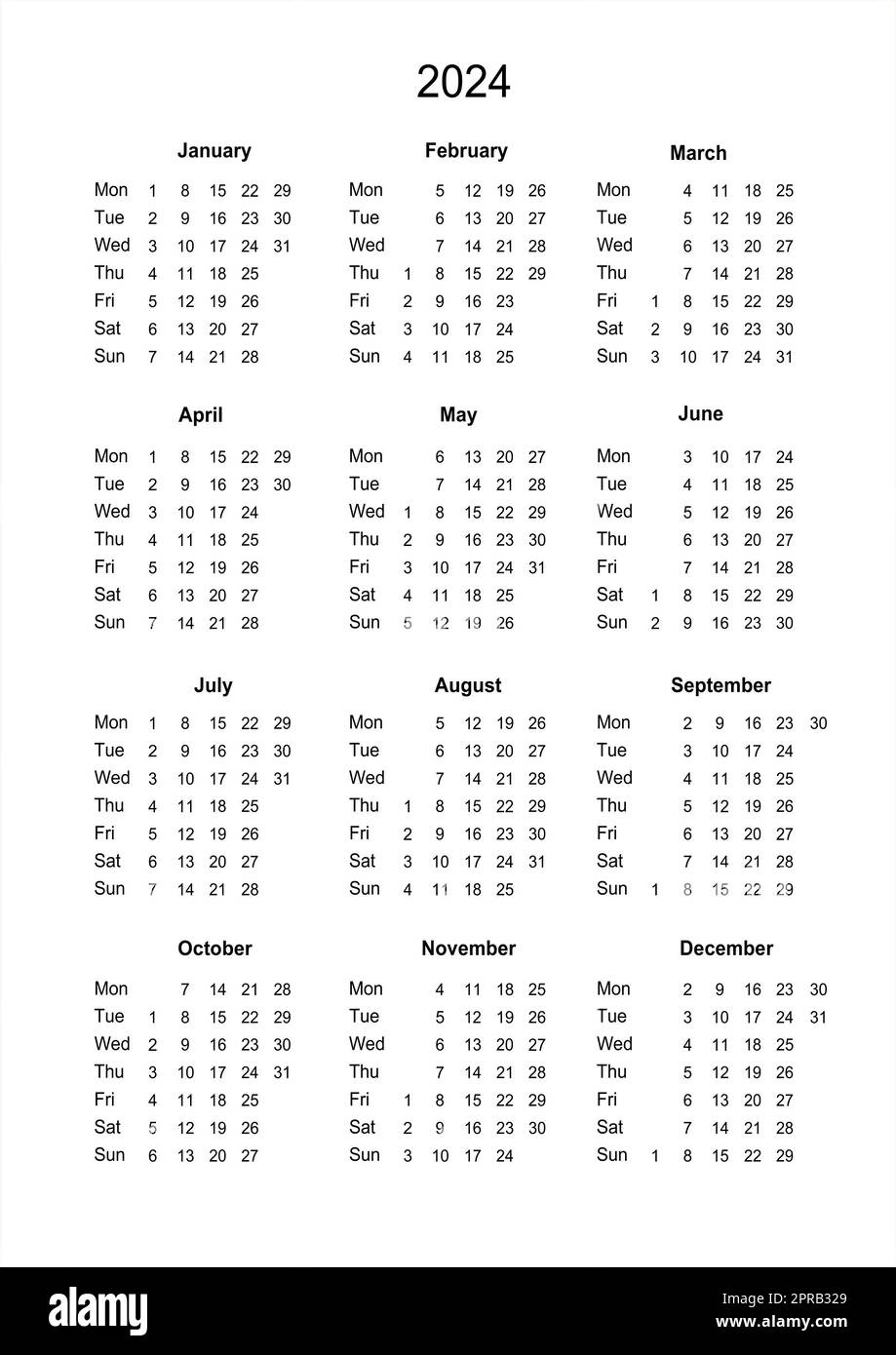 Calendar 2024 Hi-Res Stock Photography And Images - Alamy with Free Printable Banner Calendar 2024