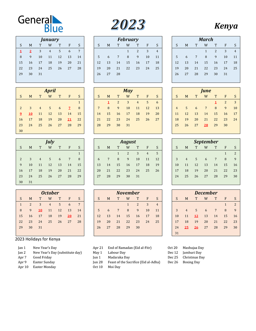 Calendar 2024 Kenya Calendar 2024 - Free Printable 2024 Calendar With Holidays Kenya