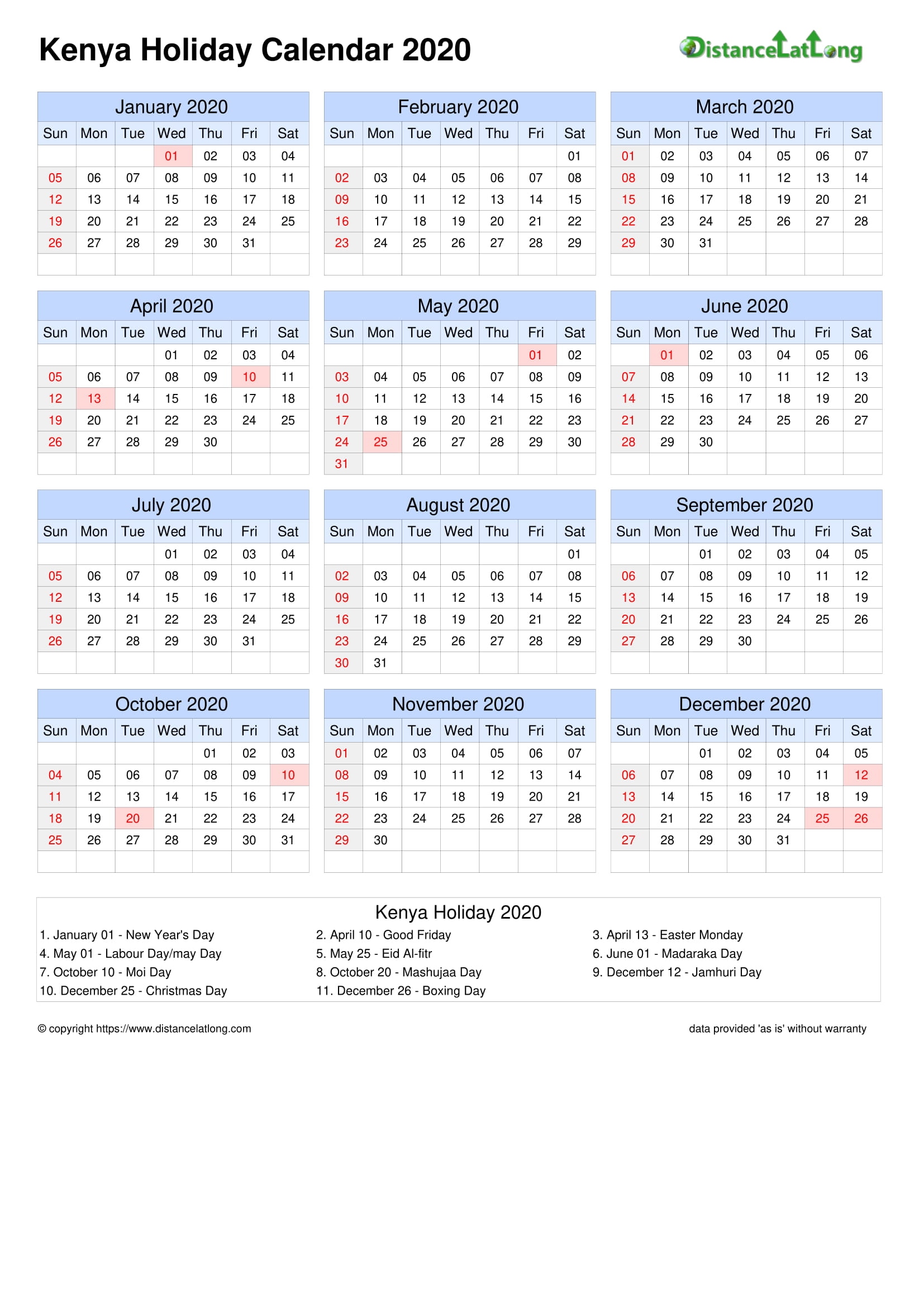 Calendar 2024 Kenya Pdf Top Amazing Review Of Printable Calendar For - Free Printable 2024 Calendar With Holidays Kenya