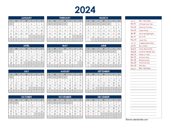 Calendar 2024 Philippines Printable Free Calendar 2024 School - Free Printable 2024 Monthly Calendar With Holidays Philippines