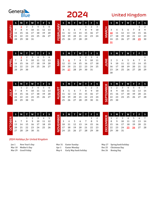 Calendar 2024 Uk Free Calendar 2024 Ireland Printable - Free Printable 2024 Calendar UK With Bank Holidays