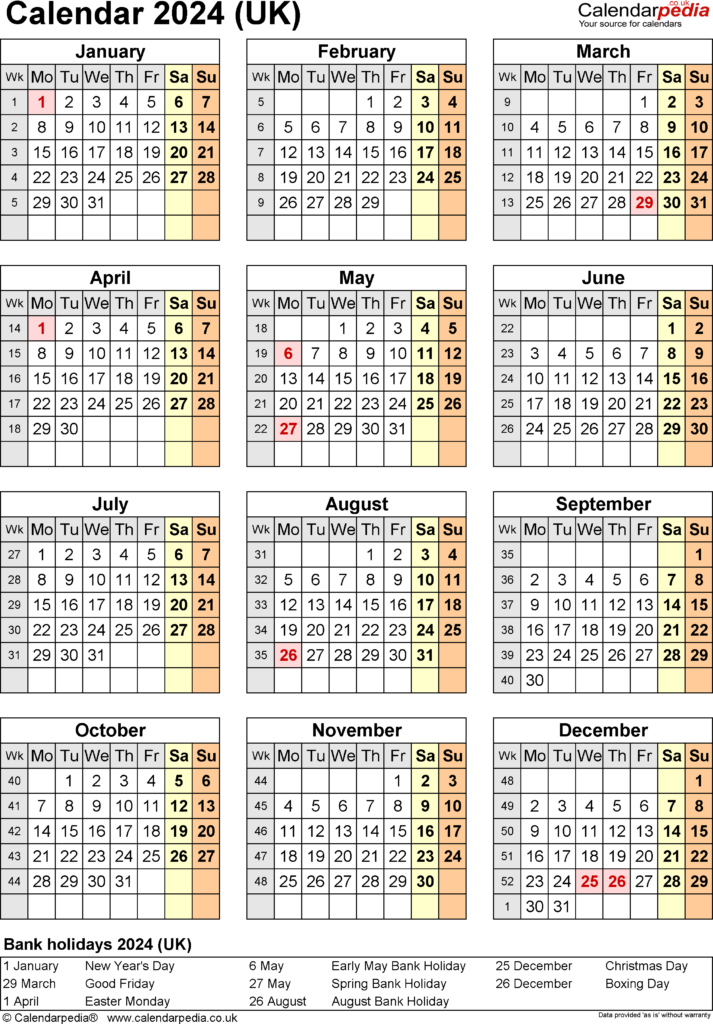 Free Printable 2024 Calendar Templates UK  Printable Calendar