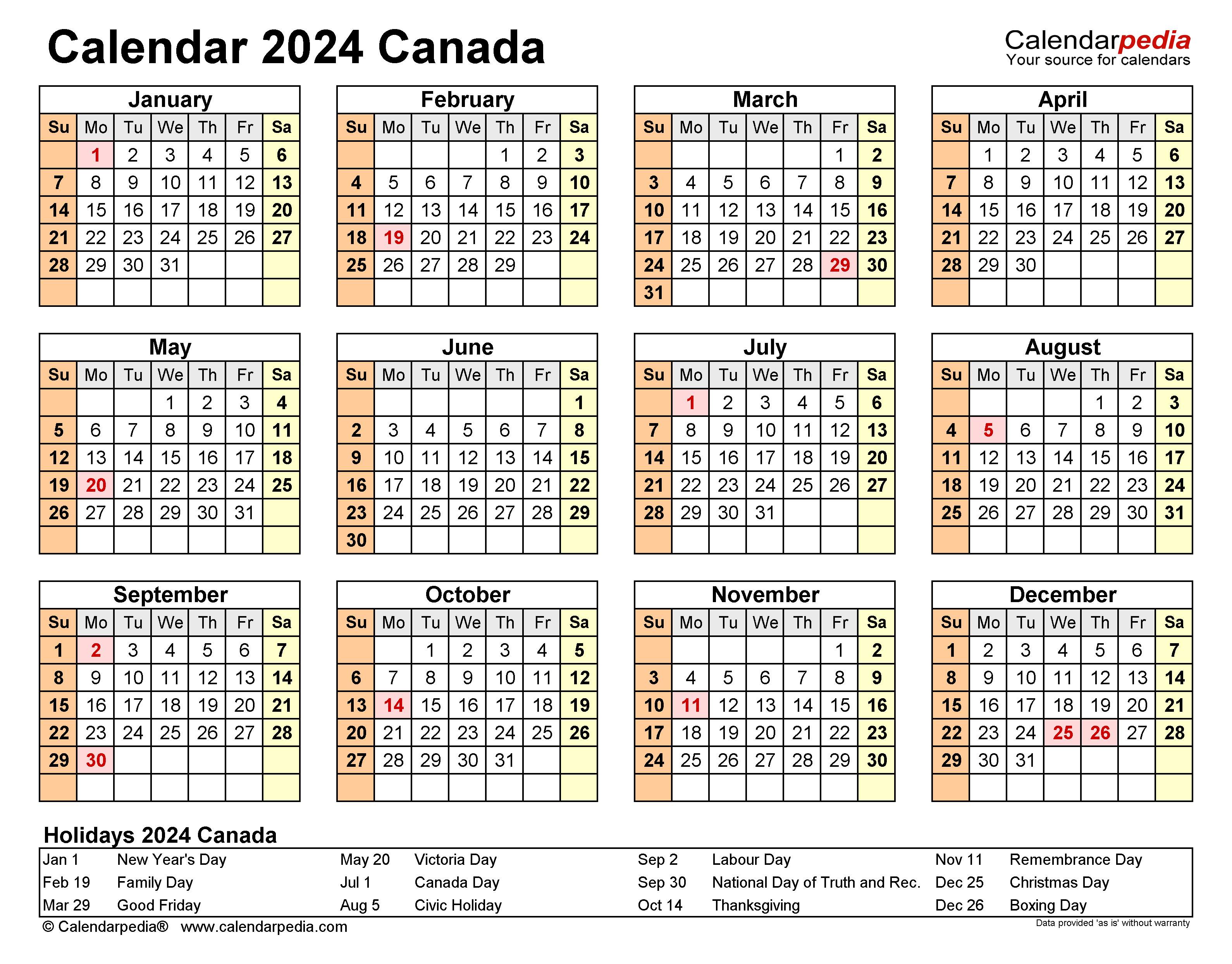 Calendar 2024 With Canadian Holidays Holidays Calendar 2024 - Free Printable 2024 Calendar With Holidays Ontario Canada