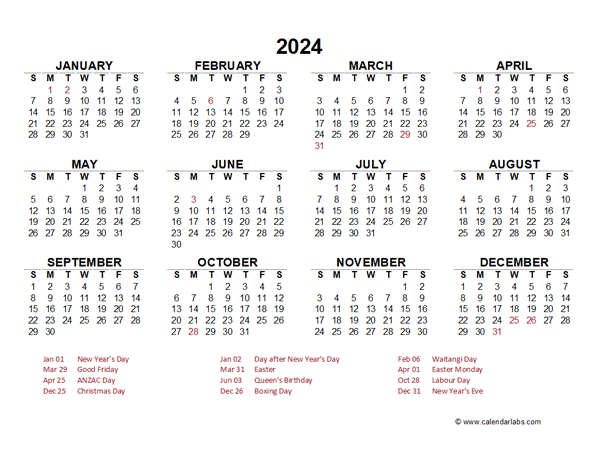 Calendar 2024 With Holidays Nz Easy To Use Calendar App 2024 - Free Printable 2024 Calendar With Nz Holidays