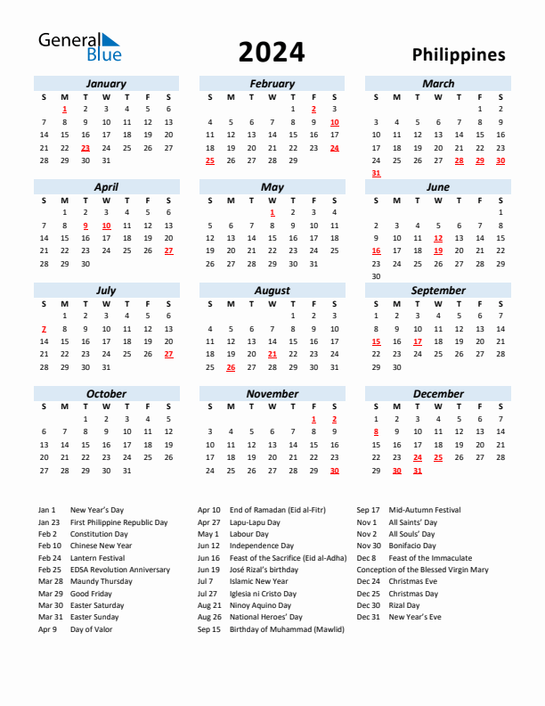 Calendar 2024 With Holidays Philippines Calendar 2024 Ireland Printable - Free Printable 2024 Calendar With Holidays Philippines Pdf