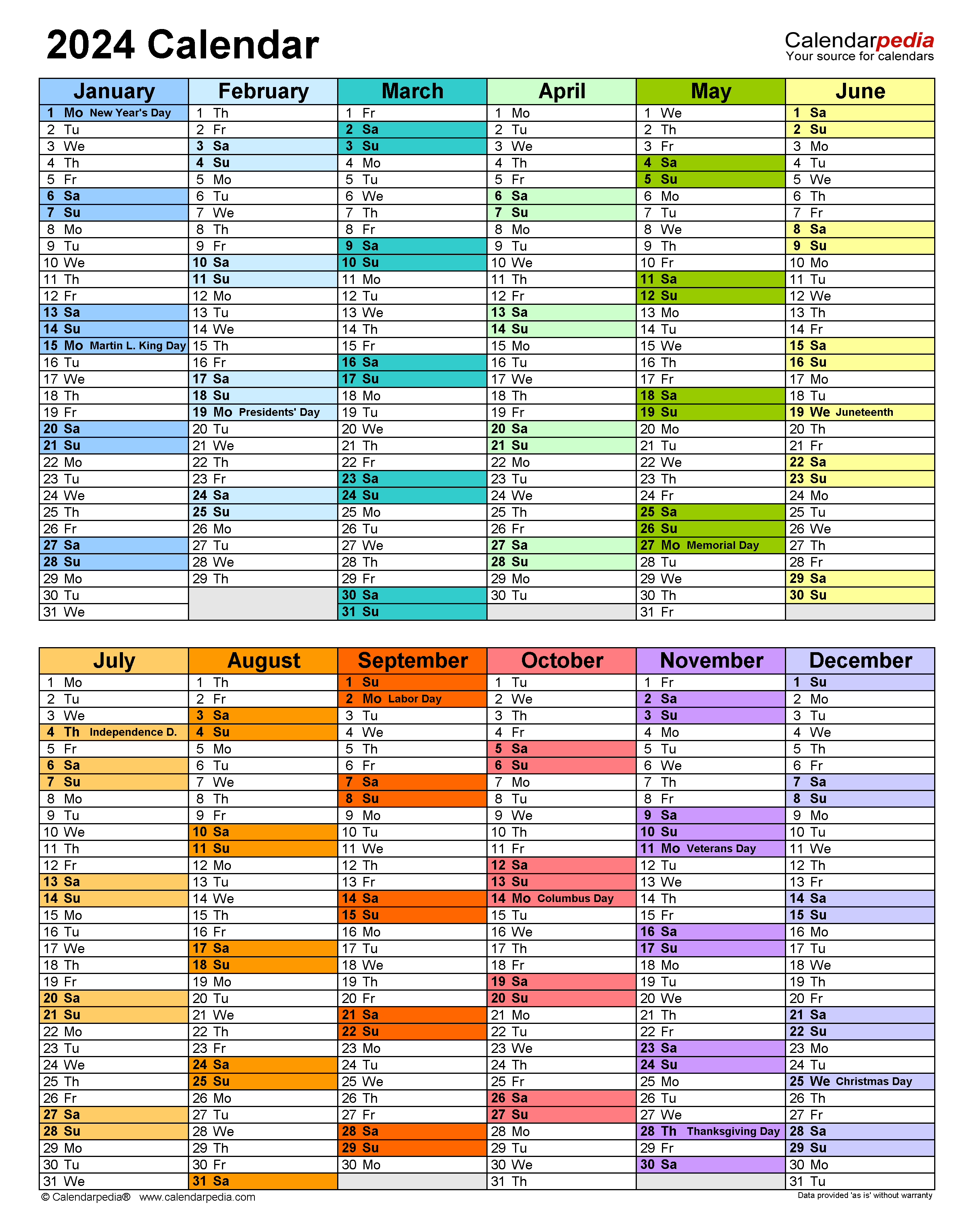 Calendar 2024 Year At A Glance Easy To Use Calendar App 2024 - Free Printable 2024 Calendar Template Word