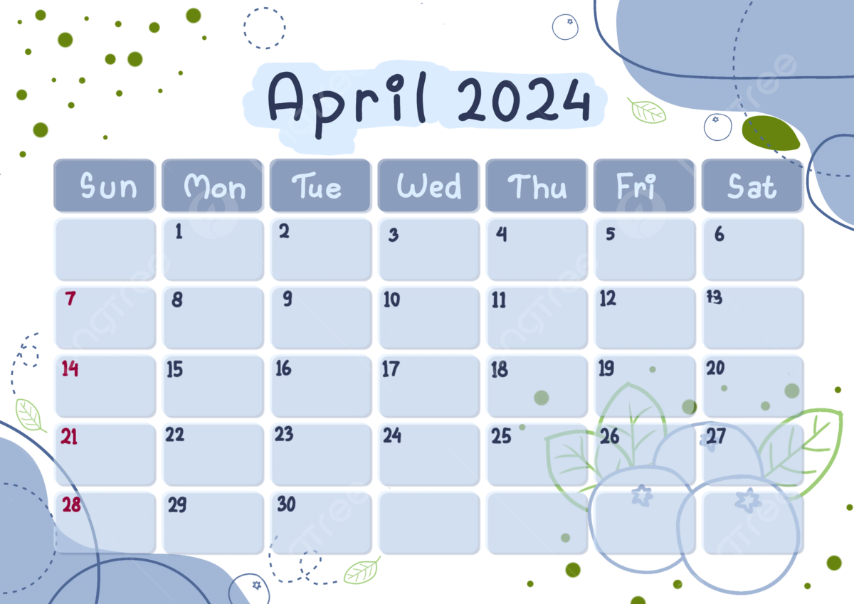 Calendar April 2024, Calendar, April, 2024 Png Transparent Clipart in Free Printable April 2024 Calendar With Clip Art