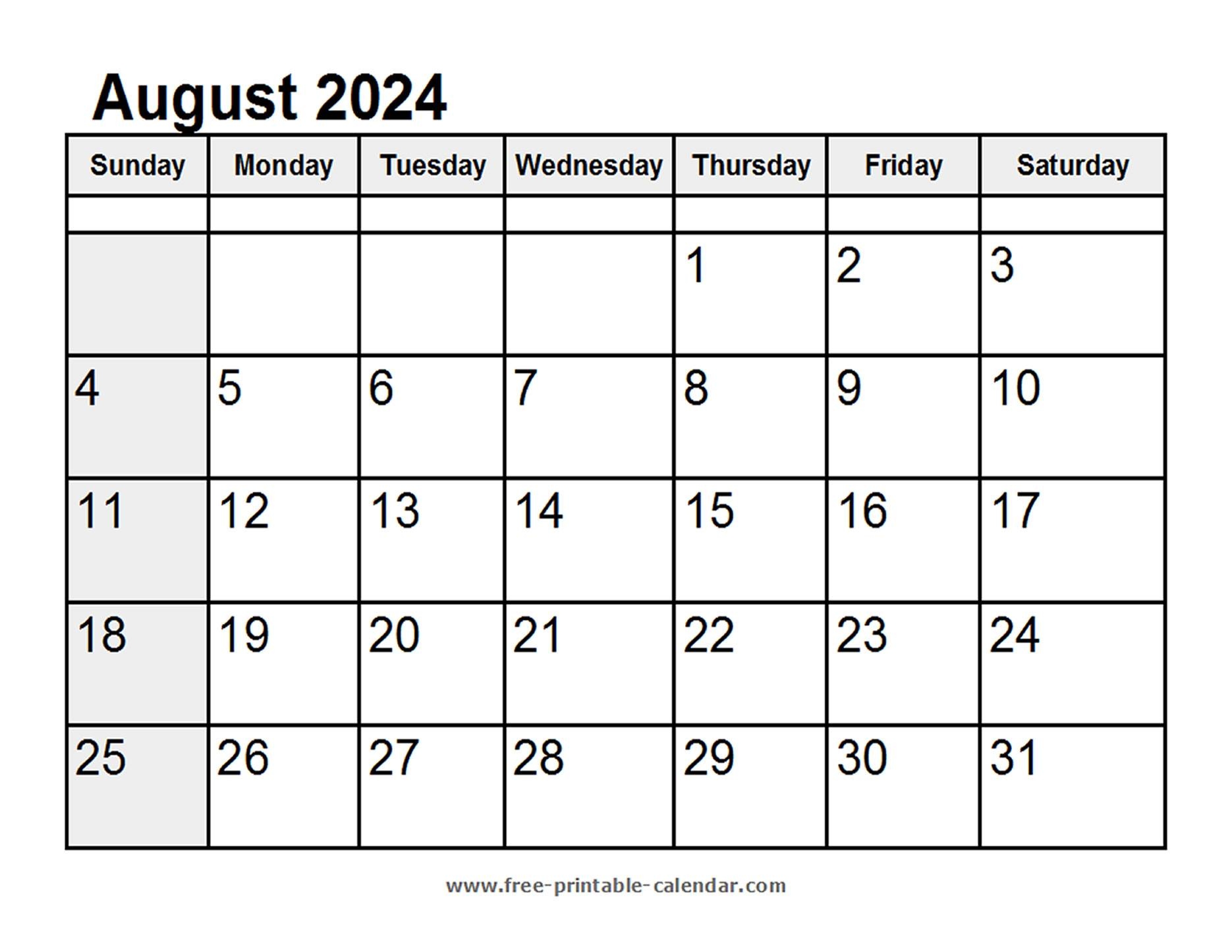 Calendar August 2024 - Free-Printable-Calendar for Free Printable Calendar August 2024 Uk