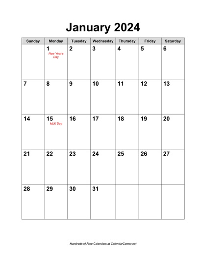 Calendar For 2024 Printable Free Printable 2024 Monthly Calendar With - Free Printable 2024 Monthly Calendar With Holidays In Word