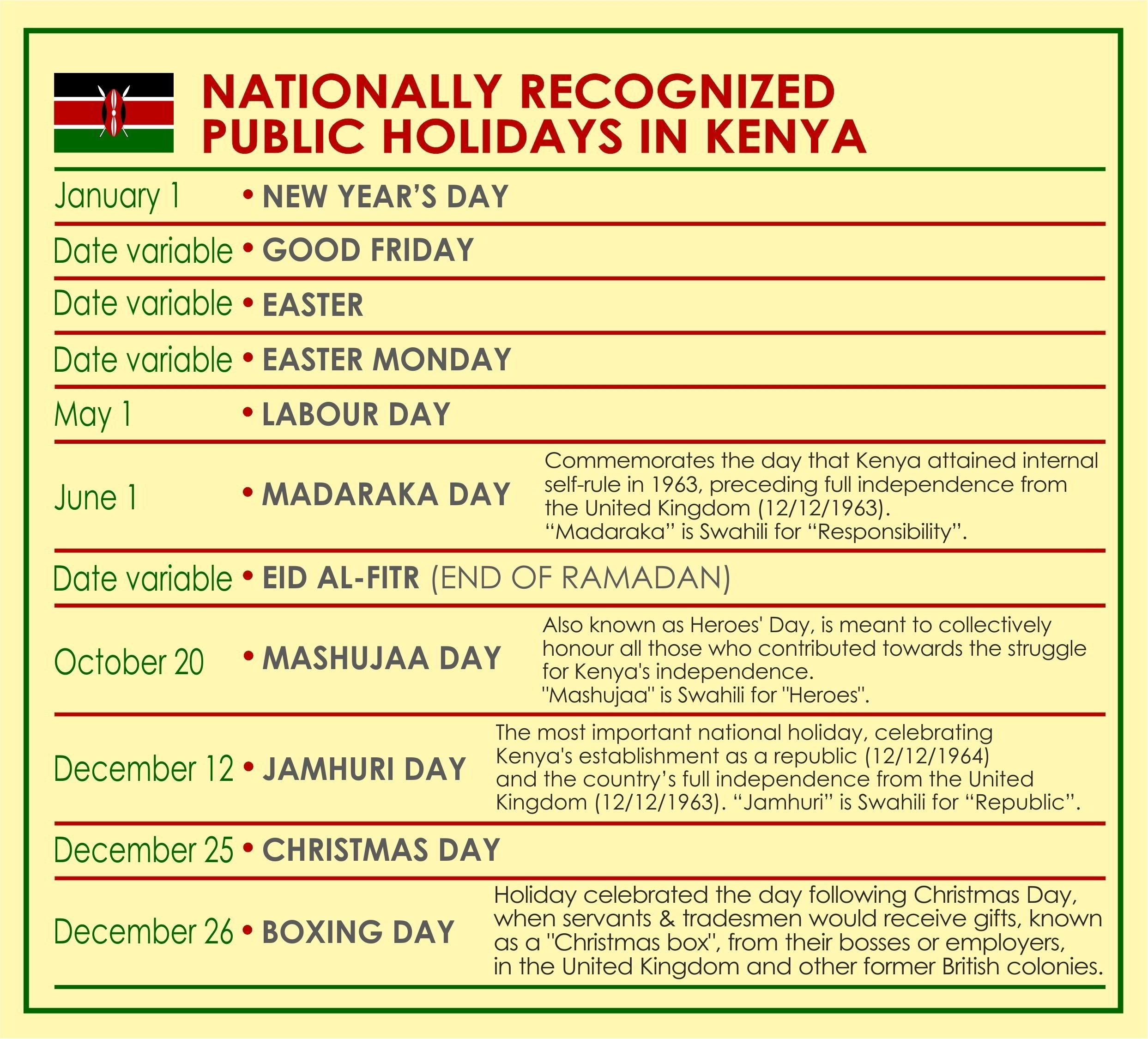 Calendar Holidays In Kenya Holiday Calendar Holiday Blank Calendar - Free Printable 2024 Calendar With Holidays Kenya
